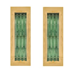 Fontana Arte Pair of Impressive Wall Sconces with Sculpted Glass, 1950s