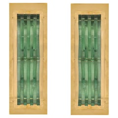 Fontana Arte Pair of Impressive Wall Sconces with Sculpted Glass, 1950s