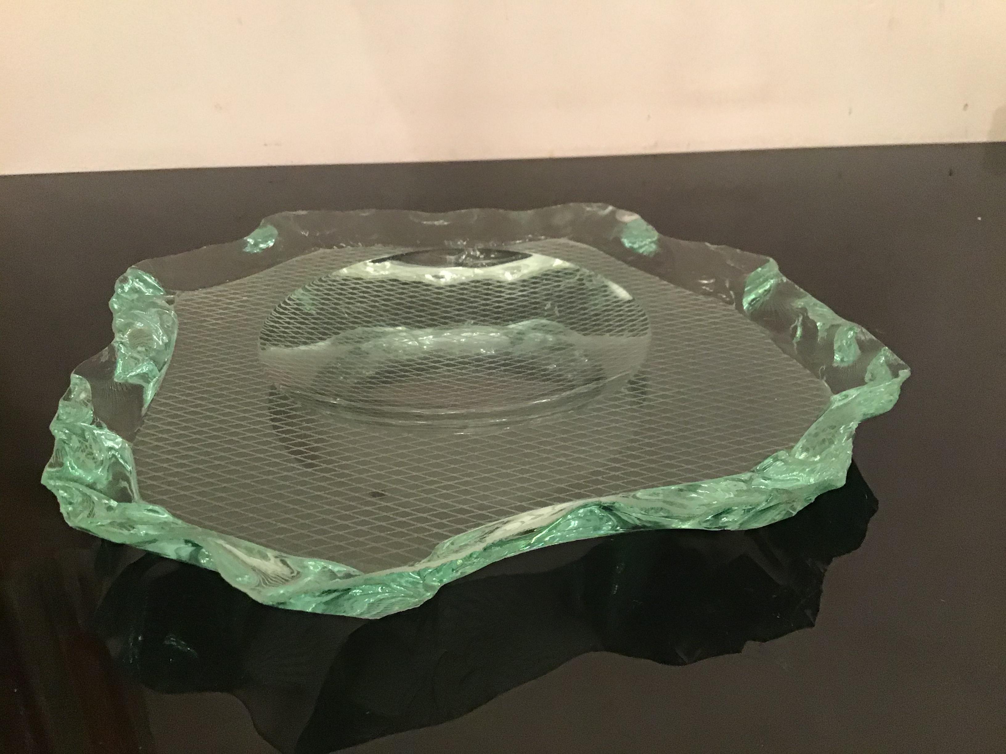 Italian Fontana Arte Pietro Chiesa Empty Pockets/Ashtray/Centerpiece Glass, 1950, Italy For Sale