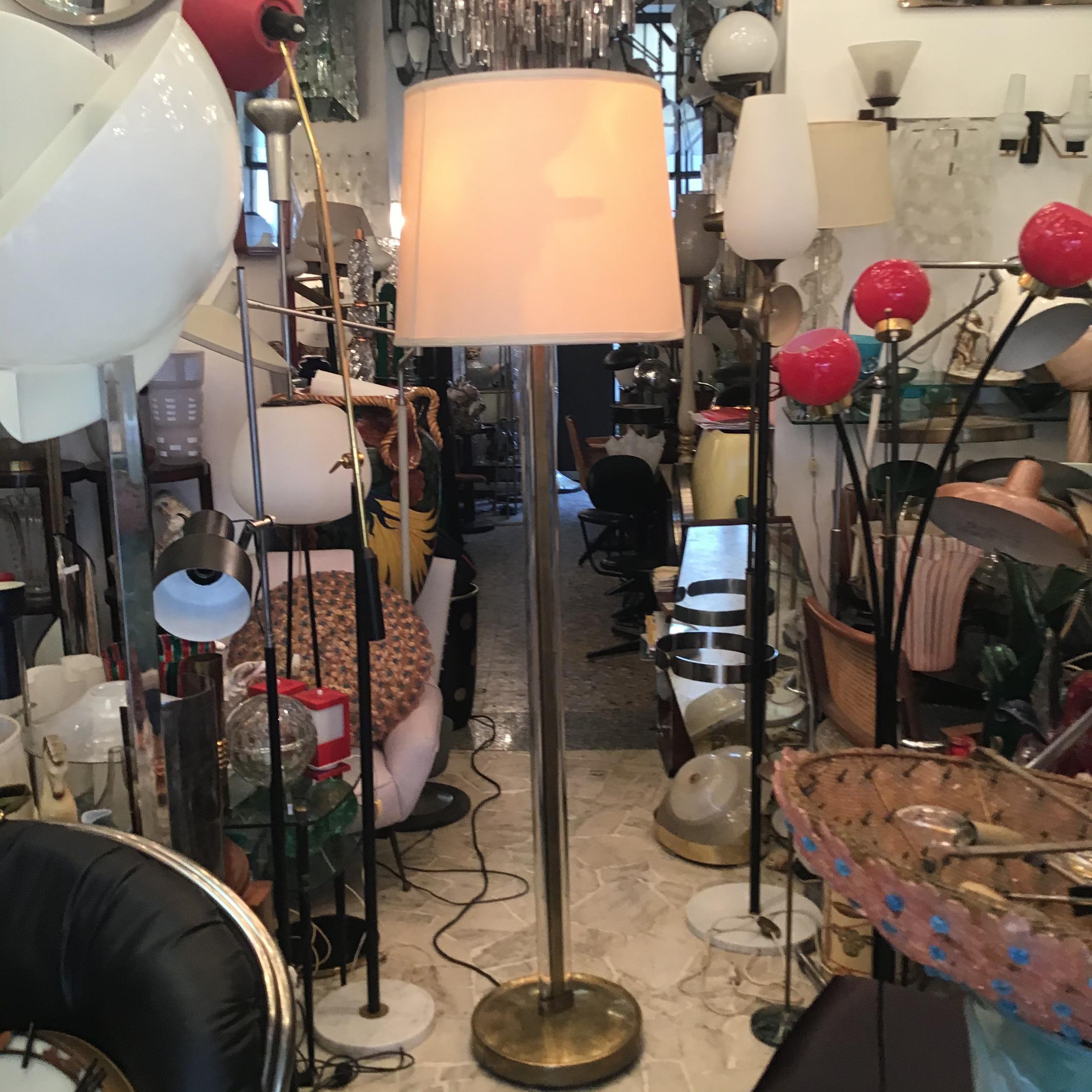Other Fontana Arte Pietro Chiesa Floor Lamp Brass Glass lampshade 1950 Italy  For Sale