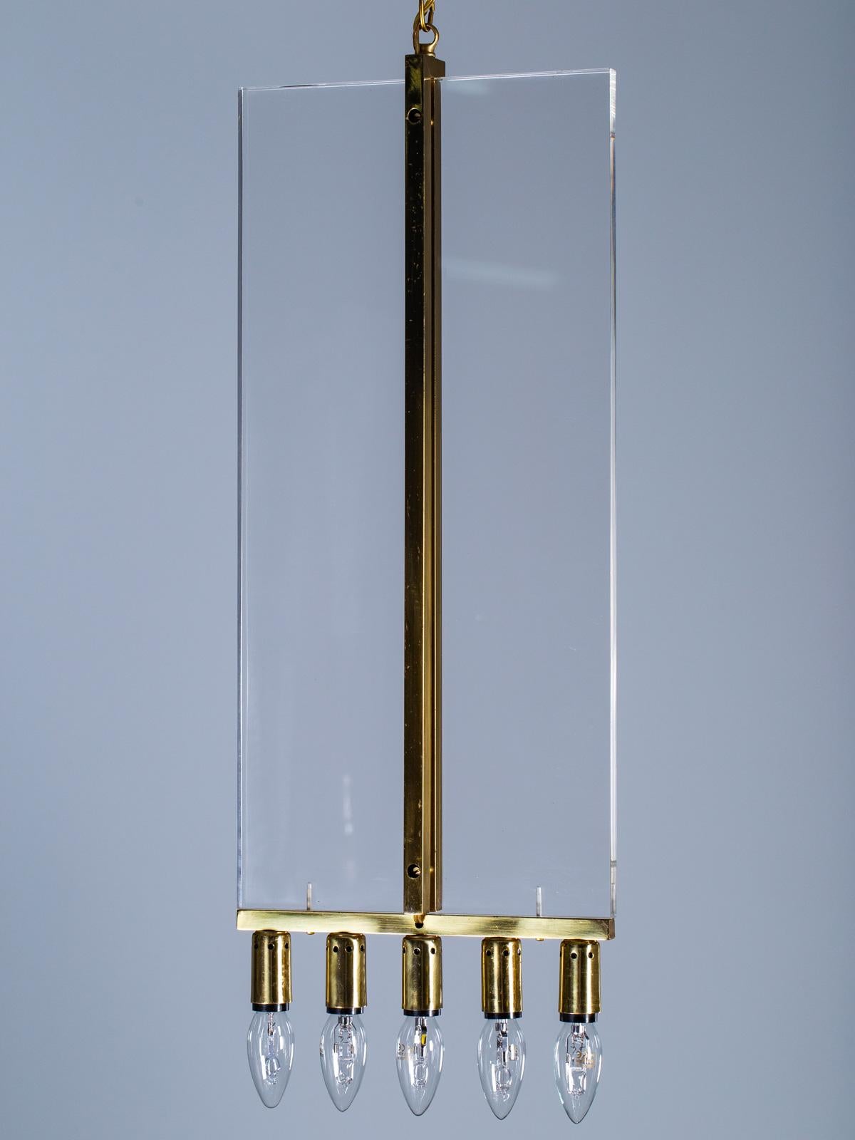 Fontana Arte Pietro Chiesa Style Vintage Italian Glass Brass Fixture, circa 1950 1
