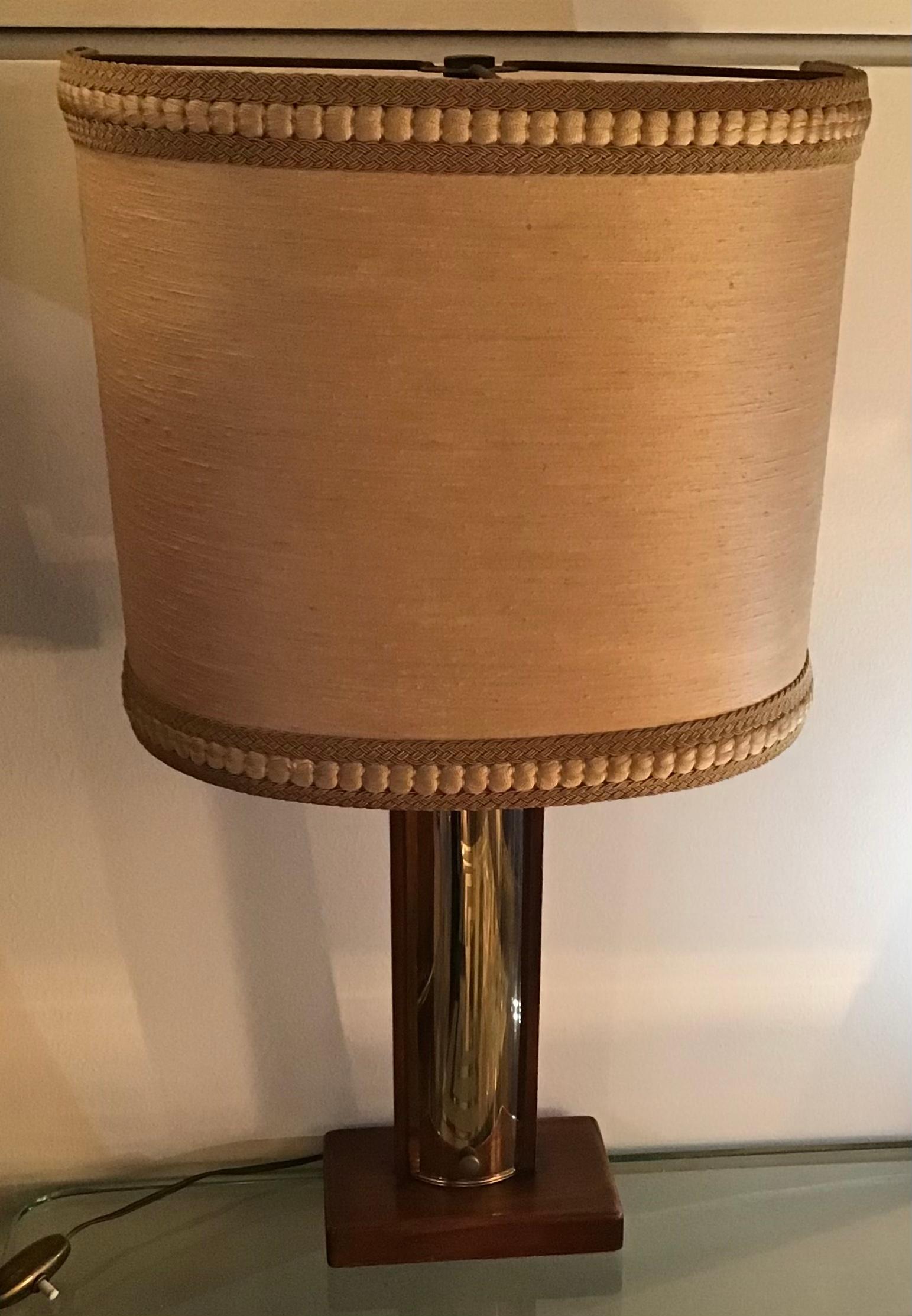 Mid-20th Century Fontana Arte “Pietro Chiesa “ Table Lamp Coloured Convex Mirrored Glass Brass IT For Sale