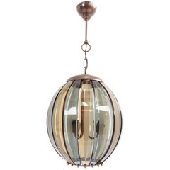 Fontana Arte, Pipetro Chiesa Attributed Colored Curved Glass Chandelier, Italy