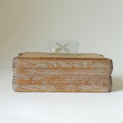 Caja de naipes Fontana Arte de roble cerámico y cristal, Italia Años 40