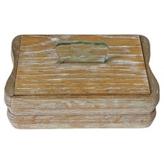 Caja de naipes Fontana Arte de roble cerámico y cristal, Italia Años 40
