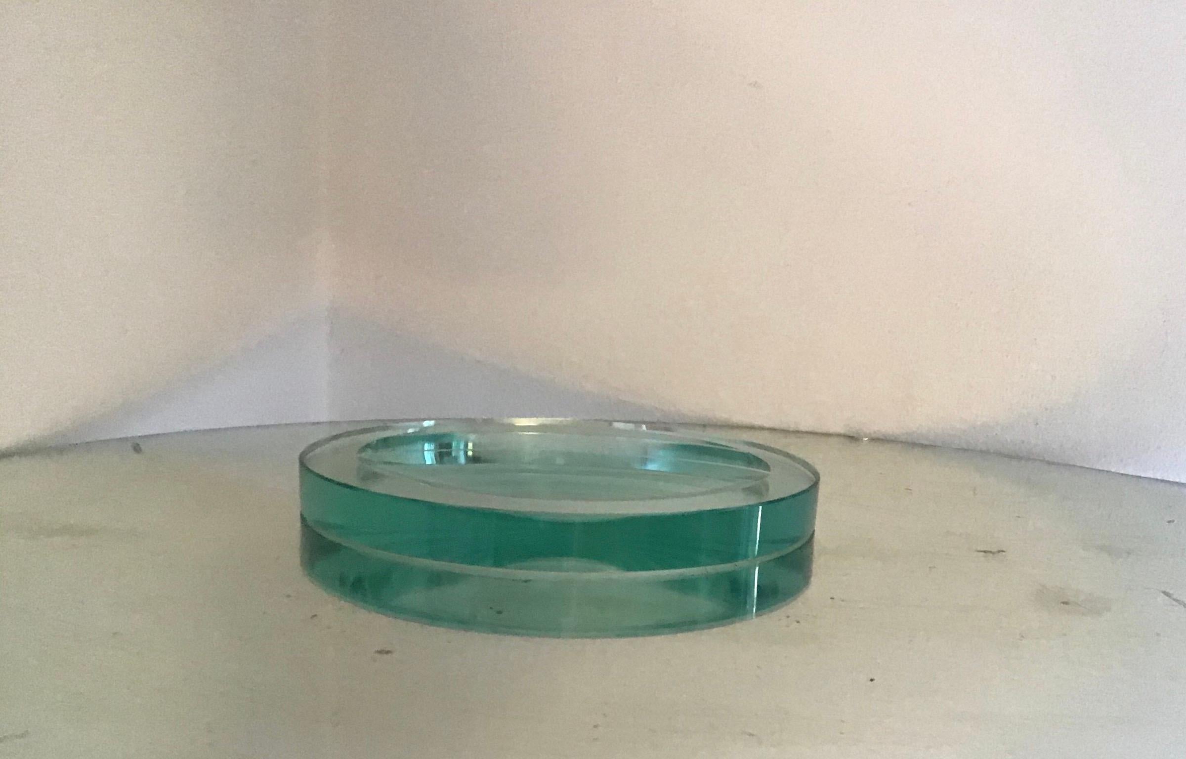 Fontana Arte Pocket ashtray curved crystal, 1960, Italy.