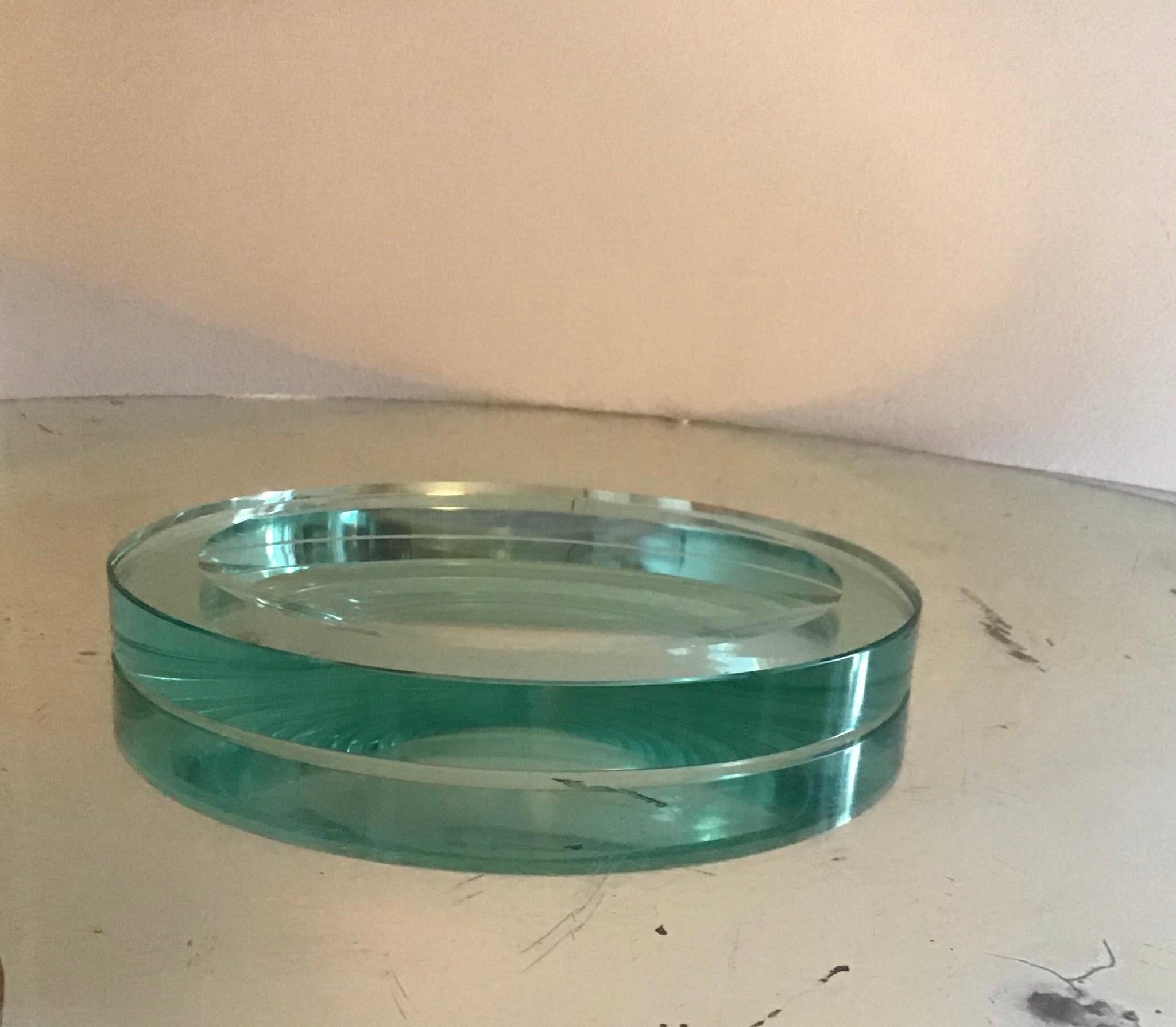 Other Fontana Arte Pocket Ashtray Curved Crystal, 1960, Italy For Sale