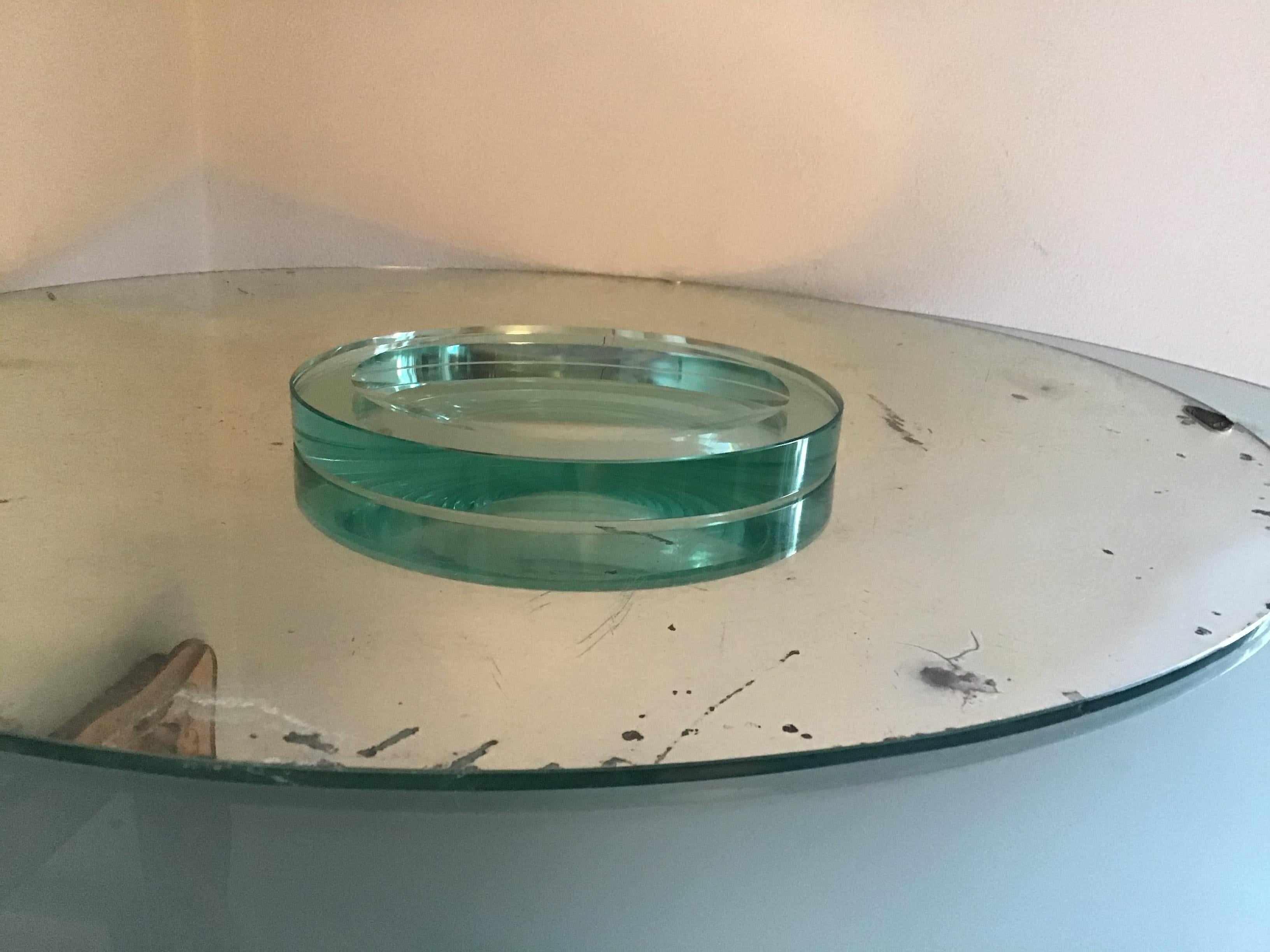 Italian Fontana Arte Pocket Ashtray Curved Crystal, 1960, Italy For Sale