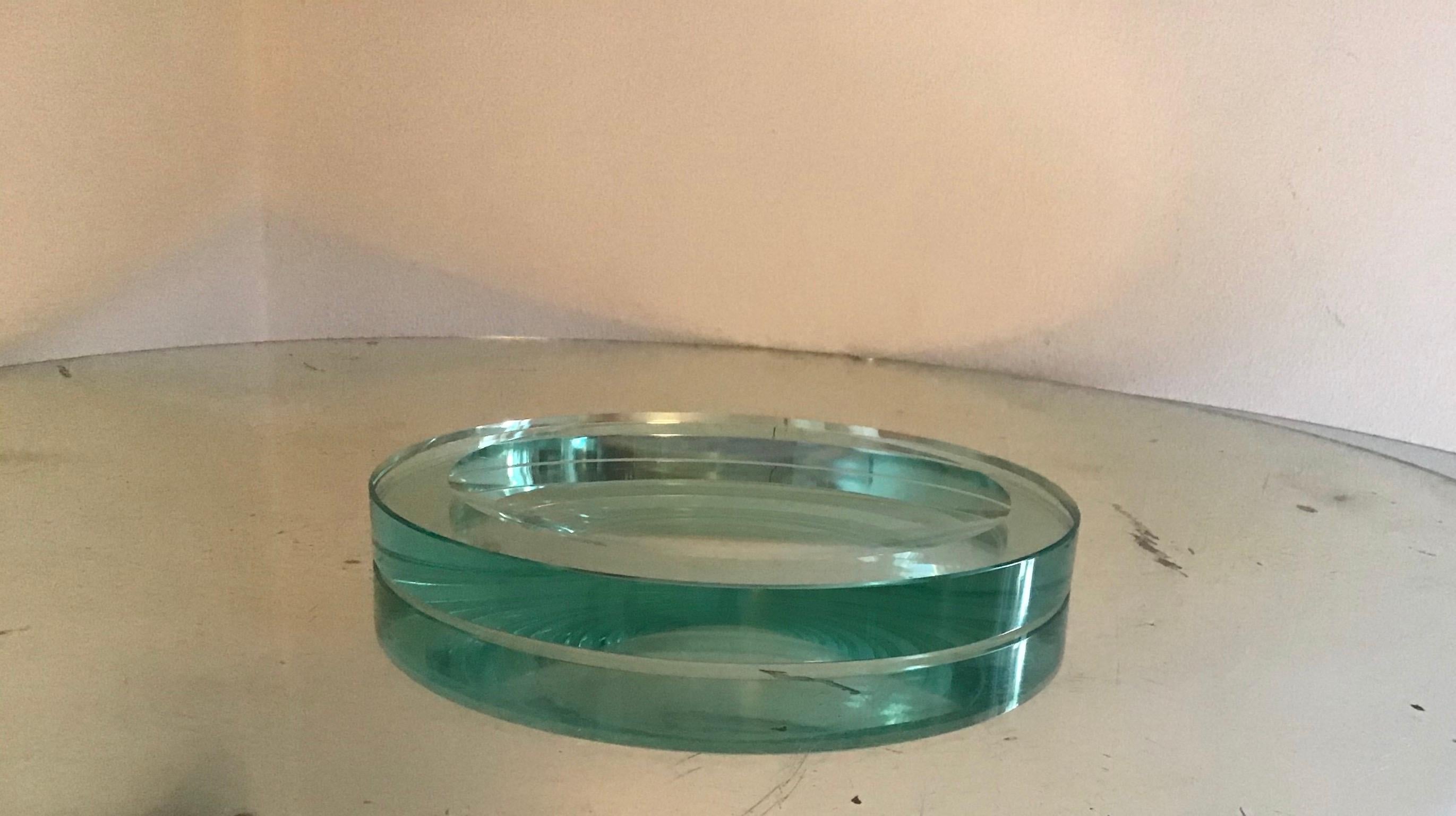 Fontana Arte Pocket Ashtray Curved Crystal, 1960, Italy In Excellent Condition For Sale In Milano, IT