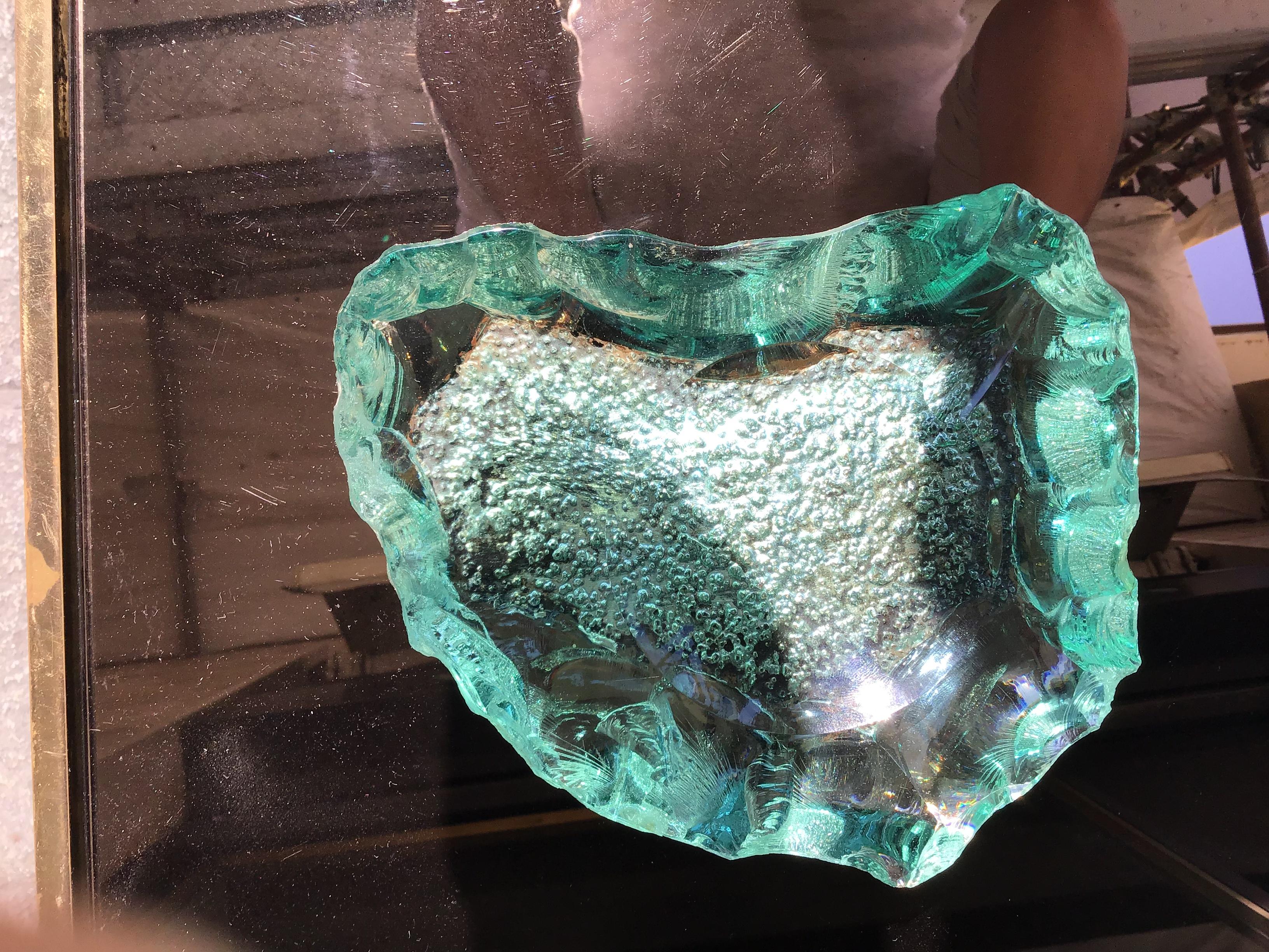 Italian Fontana Arte Rare Ashtrav 1950 Emerald Green Color, Italy For Sale