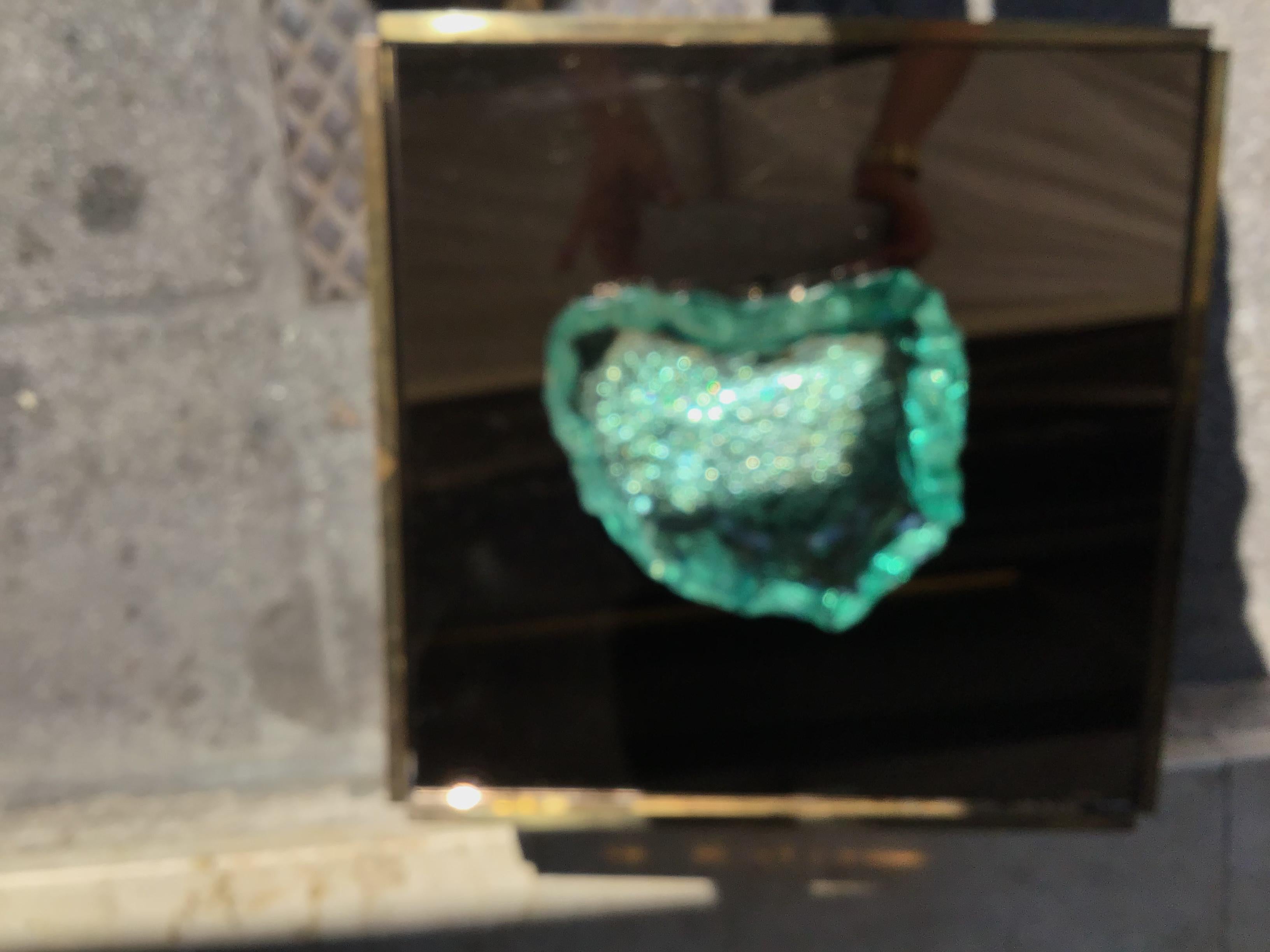 Crystal Fontana Arte Rare Ashtrav 1950 Emerald Green Color, Italy For Sale