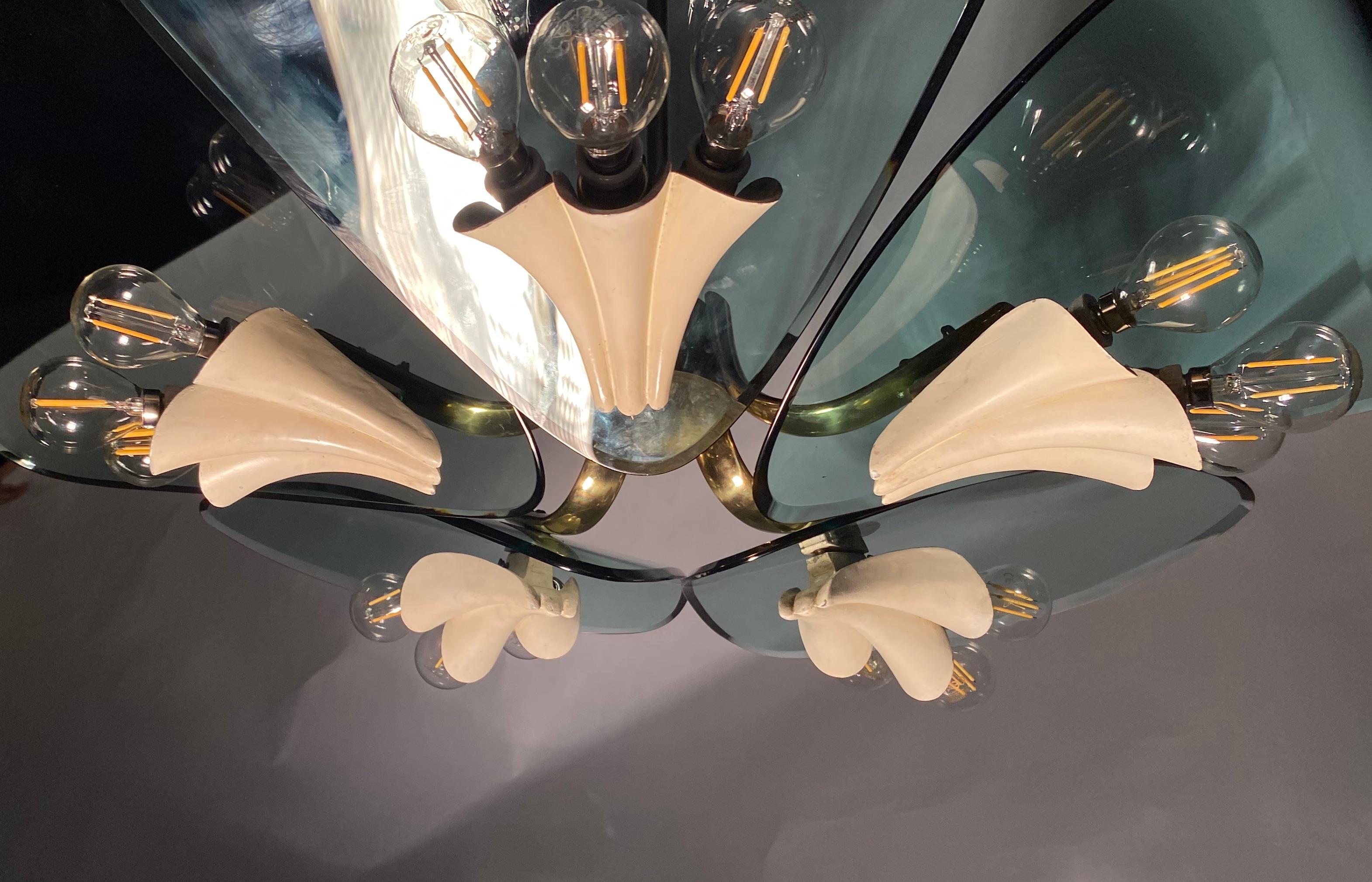 Fontana Arte Rare Chandelier by Pietro Chiesa, Italy, 1940s In Excellent Condition In Rome, IT
