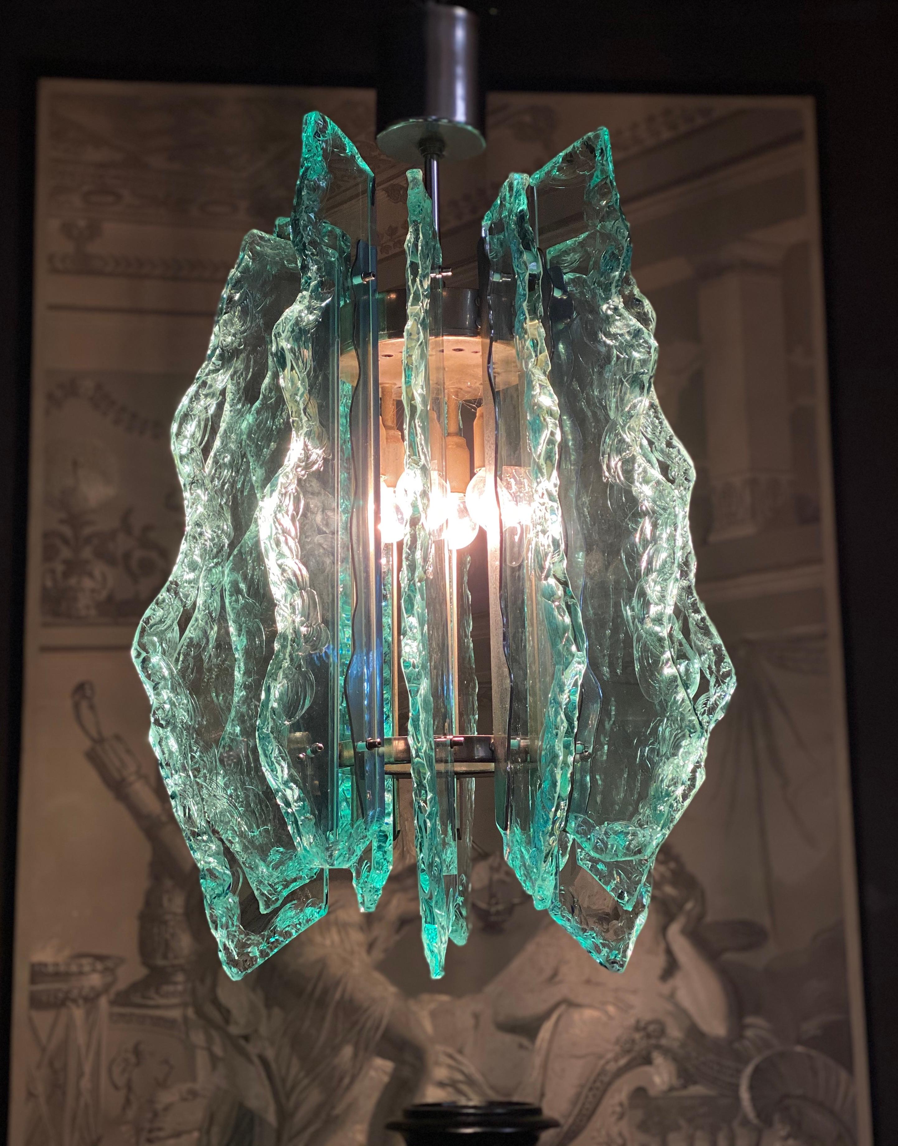 Rare Italian  Murano Cut-Glass Chandelier  1960s For Sale 7