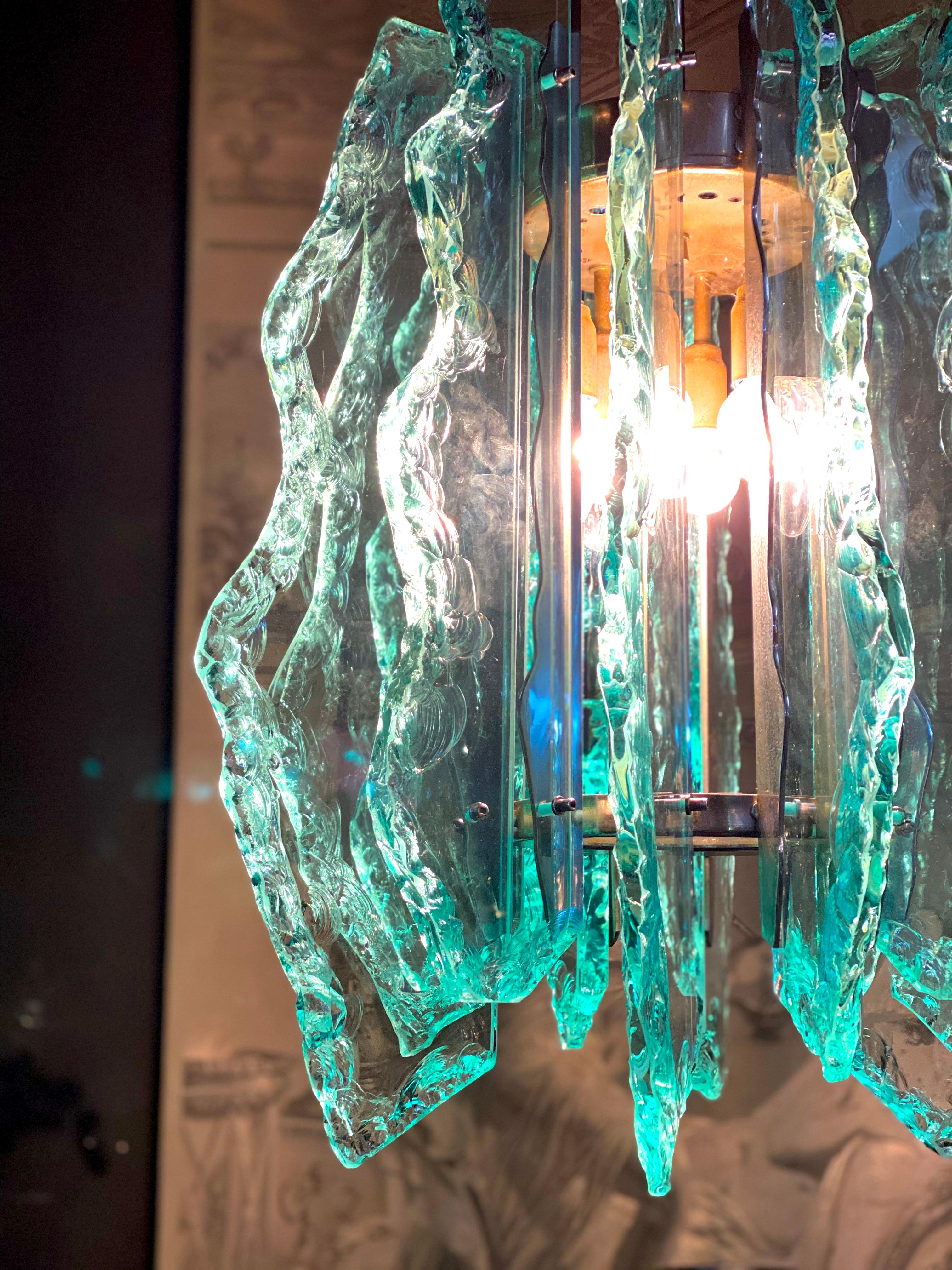 Rare Italian  Murano Cut-Glass Chandelier  1960s In Good Condition For Sale In Rome, IT