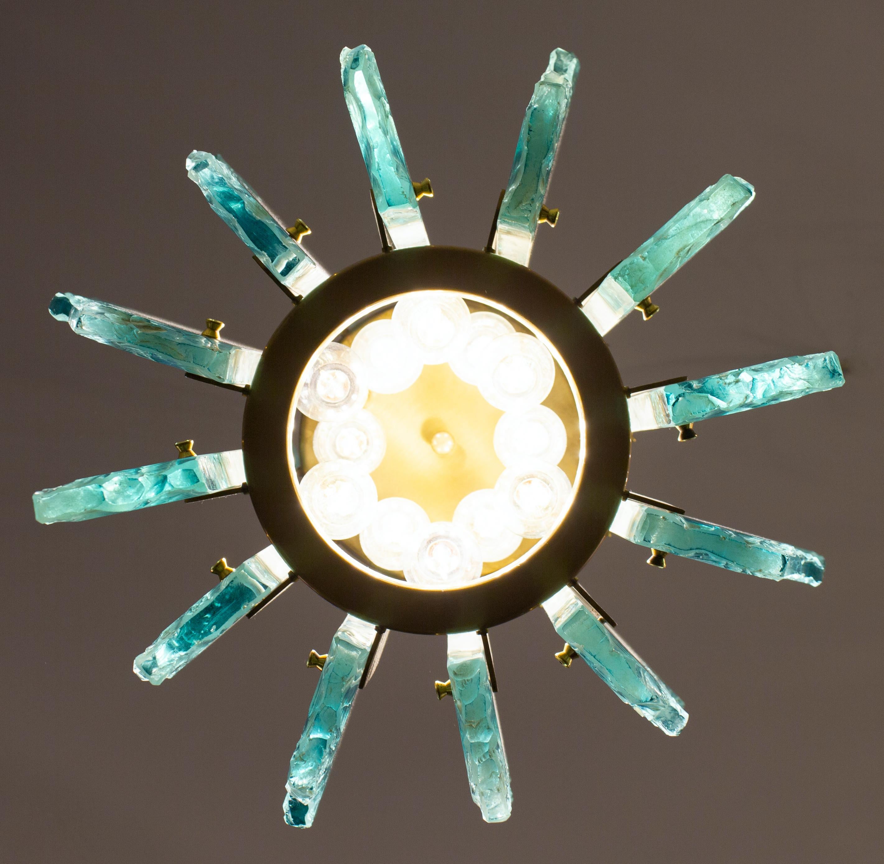 20th Century Rare Italian  Murano Cut-Glass Chandelier  1960s For Sale