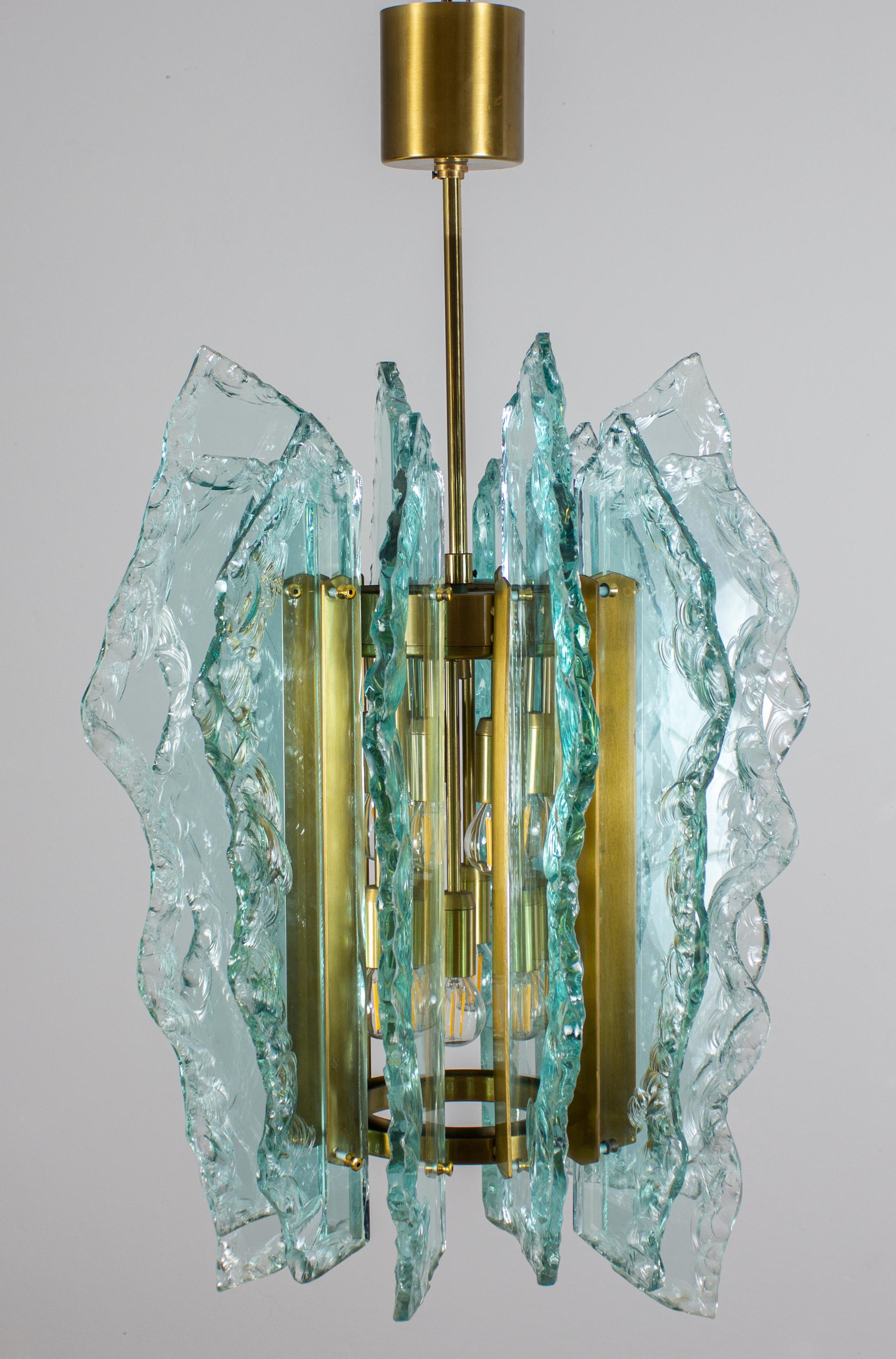 Cut Glass Rare Italian  Murano Cut-Glass Chandelier  1960s For Sale