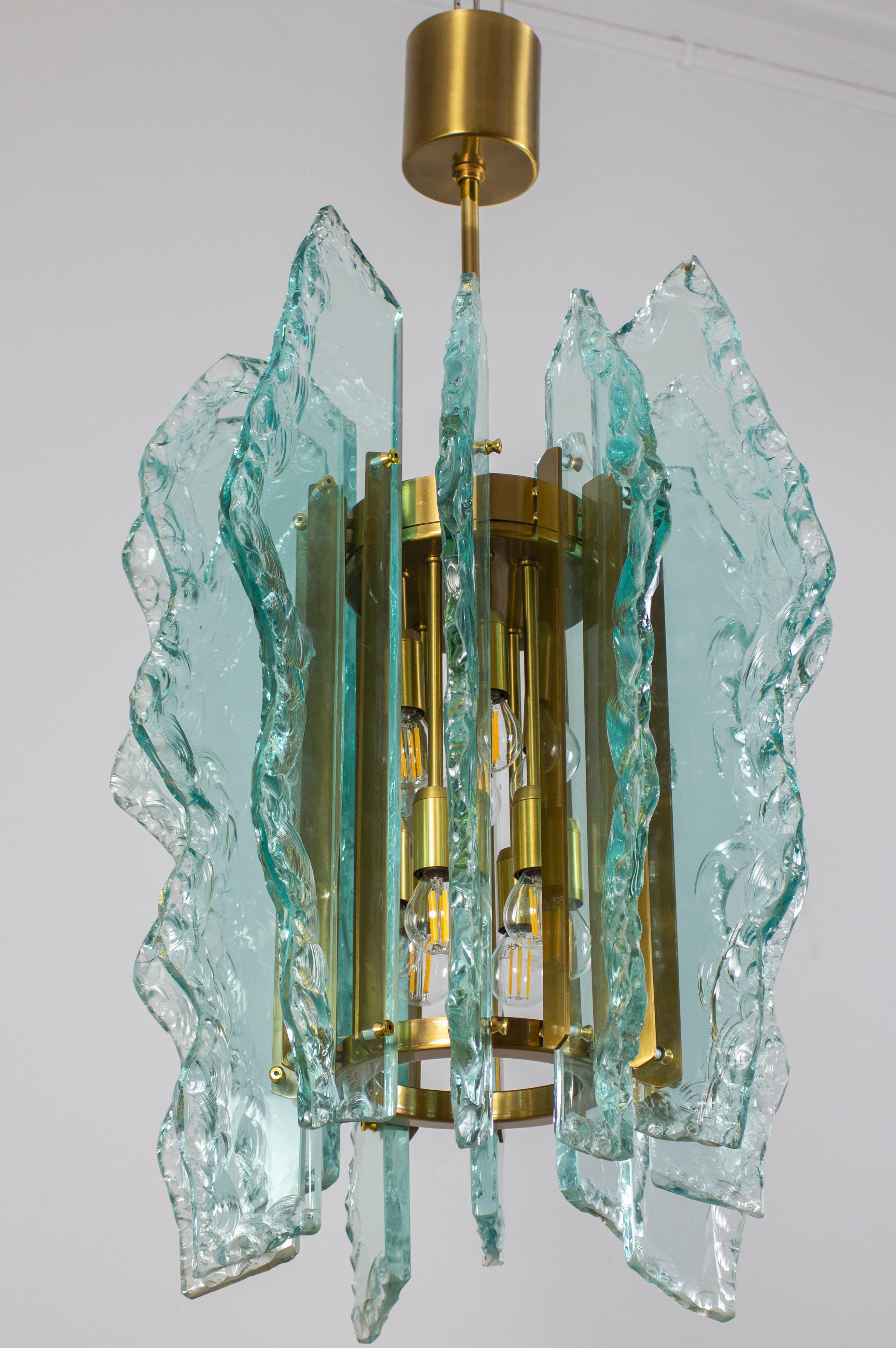 Rare Italian  Murano Cut-Glass Chandelier  1960s For Sale 1