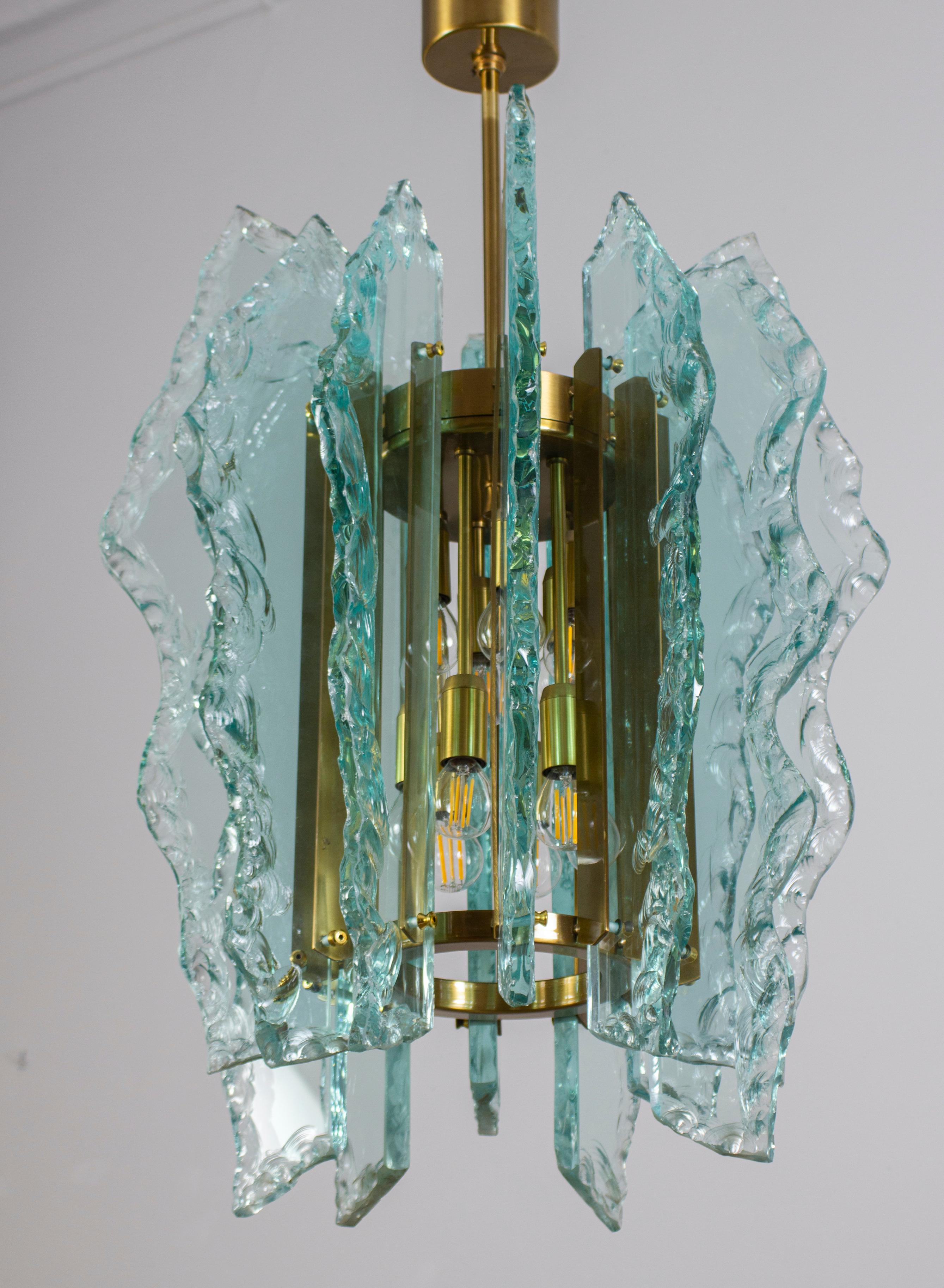 Rare Italian  Murano Cut-Glass Chandelier  1960s For Sale 2