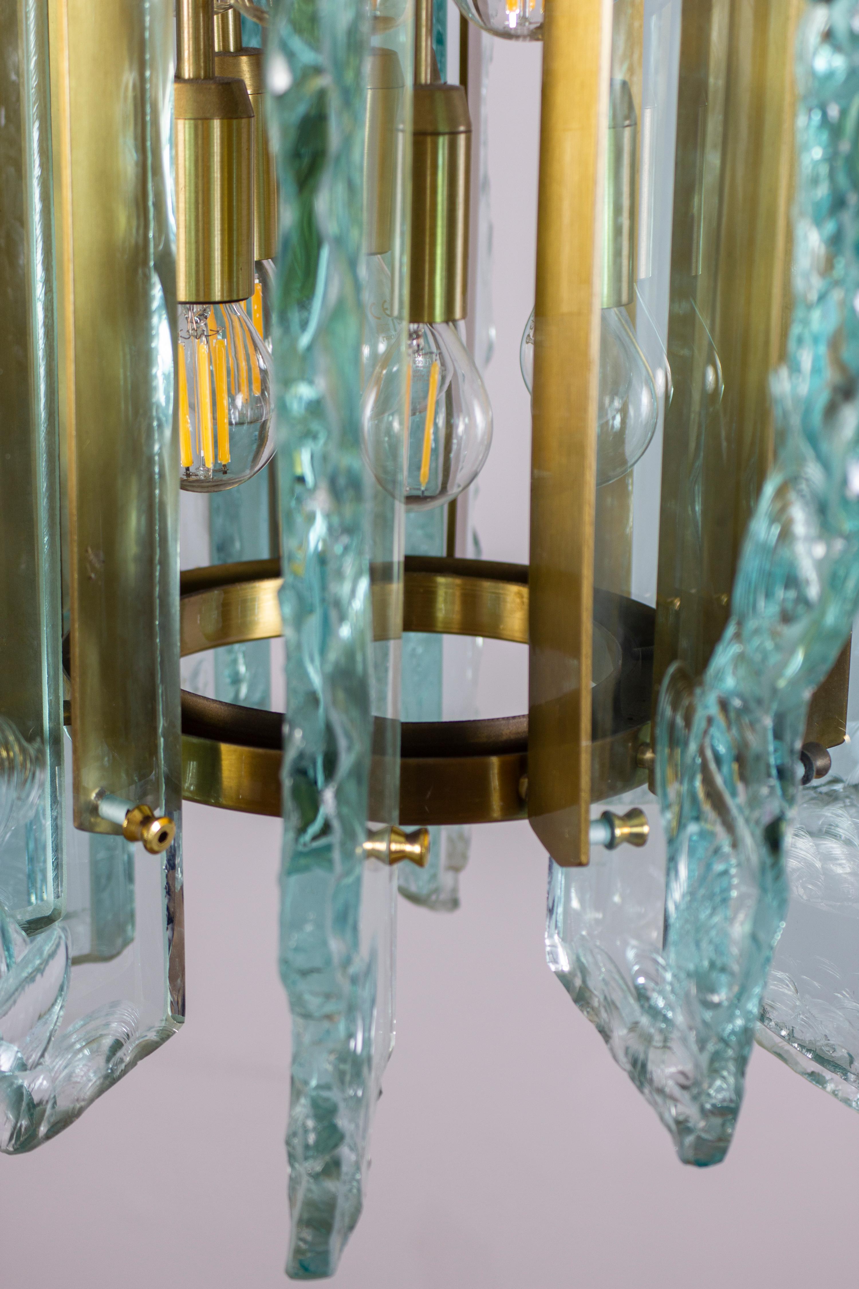 Rare Italian  Murano Cut-Glass Chandelier  1960s For Sale 3