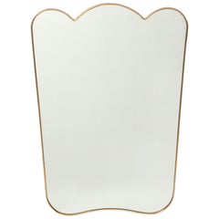 Fontana Arte Rare Large Shaped Brass Wall Mirror, Italy, 1950s, Stamped