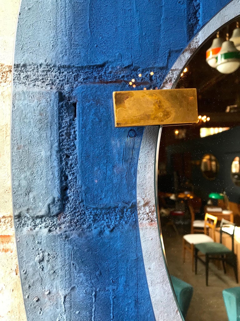 Fontana Arte Rare Light Blue Sculptural Wall Mirror by Max Ingrand