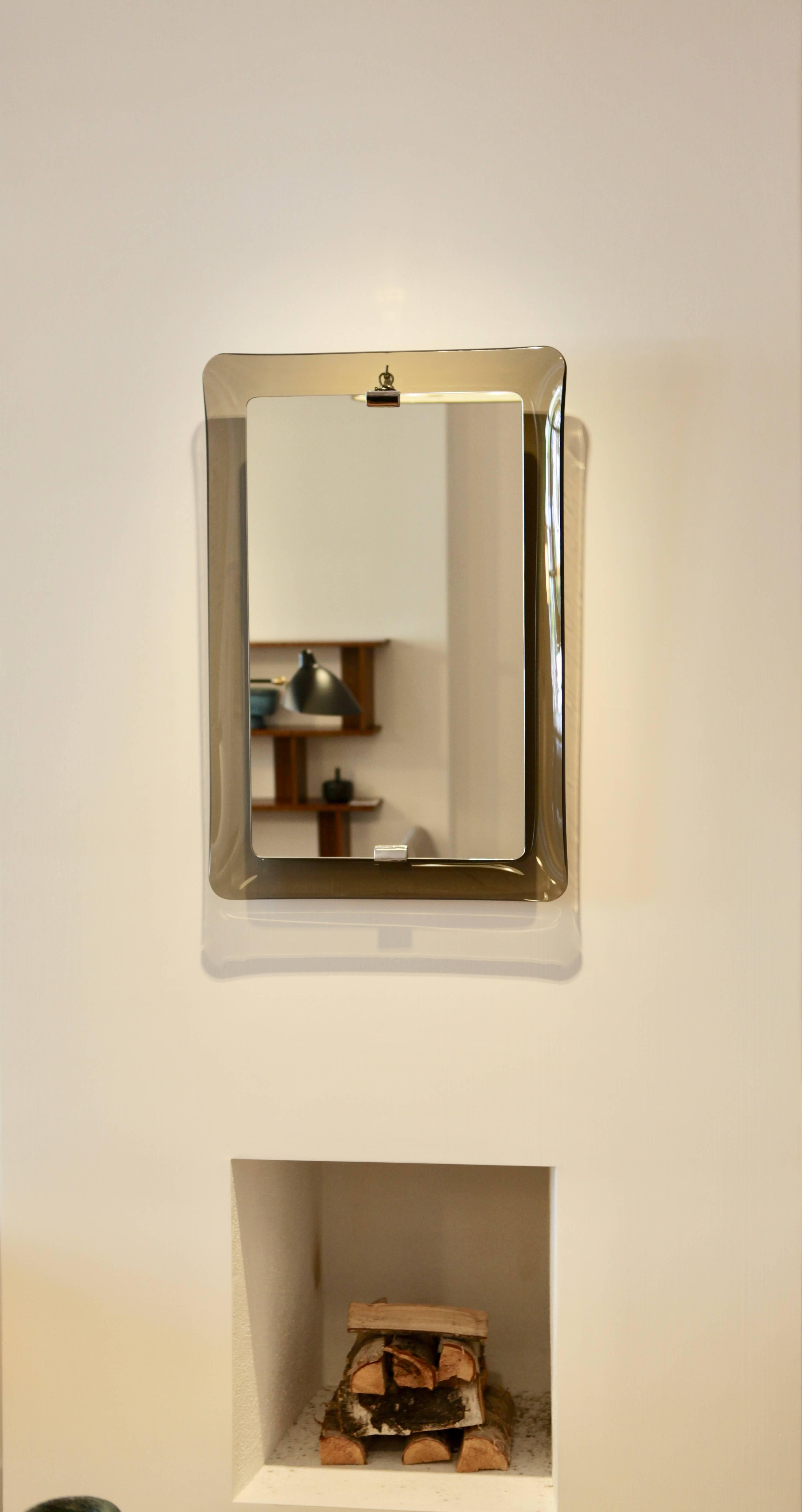 Mid-Century Modern Fontana Arte Rectangular Glass Framed Mirror