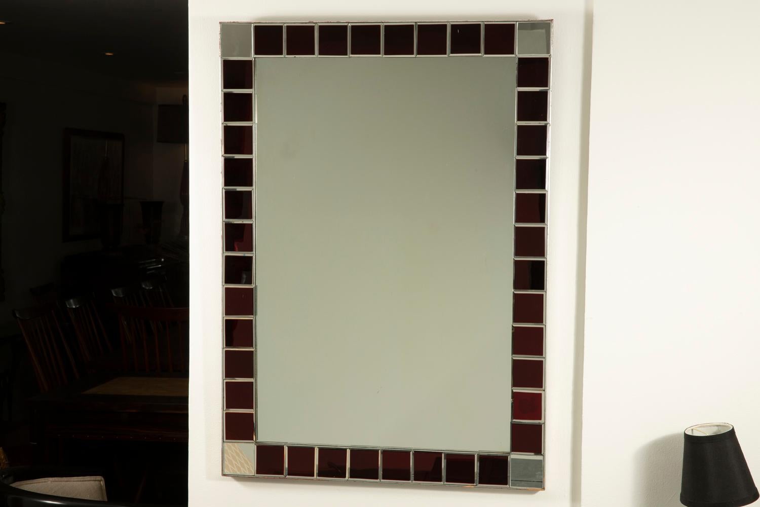 Fontana Arte Red Tiled Wall Mirror In Good Condition For Sale In Los Angeles, CA