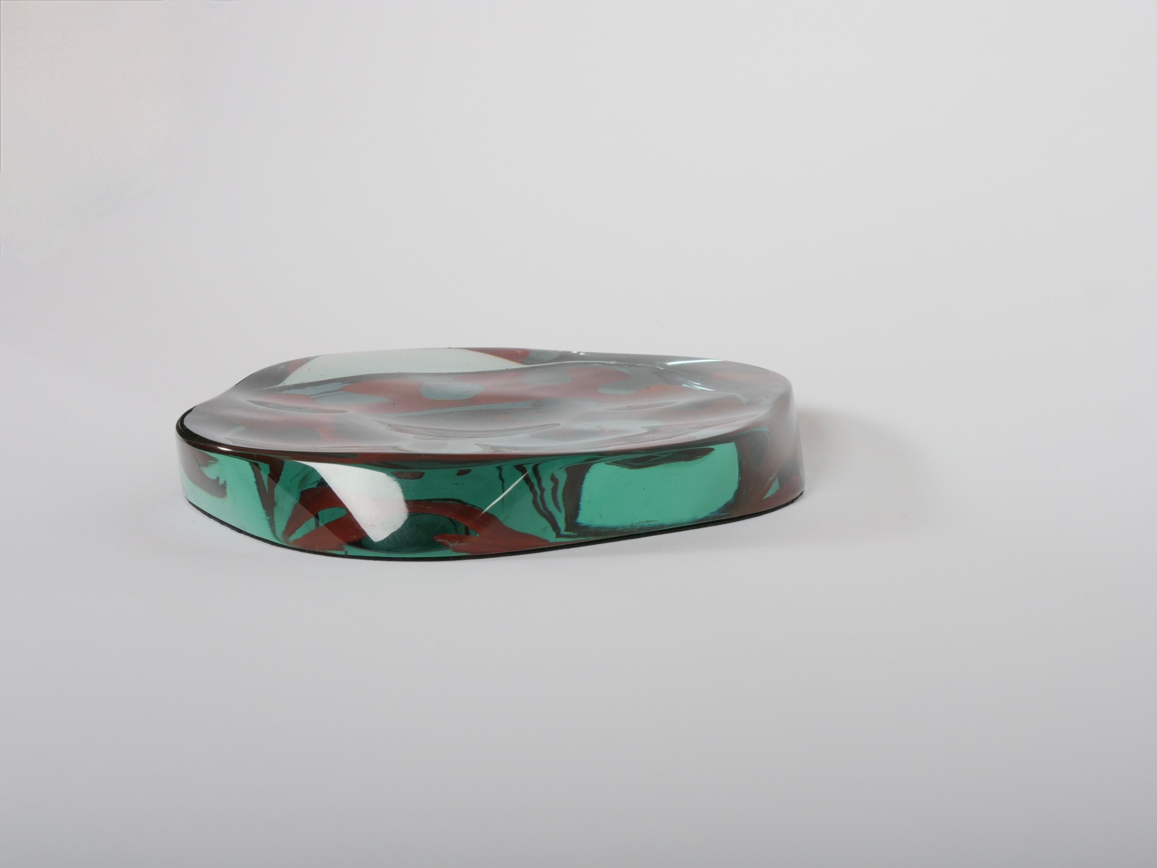 Mid-Century moderno Piatto in vetro dipinto a rovescio di Fontana Arte in vendita