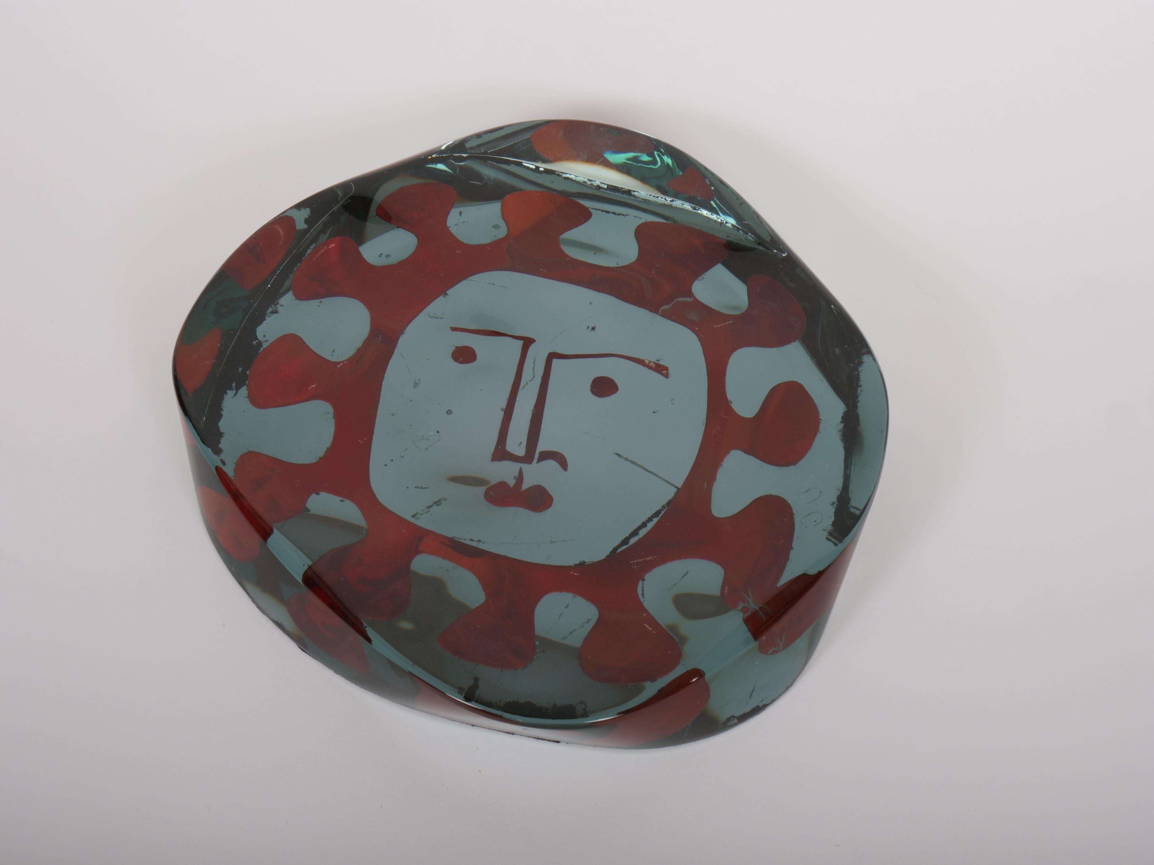Dipinto a mano Piatto in vetro dipinto a rovescio di Fontana Arte in vendita