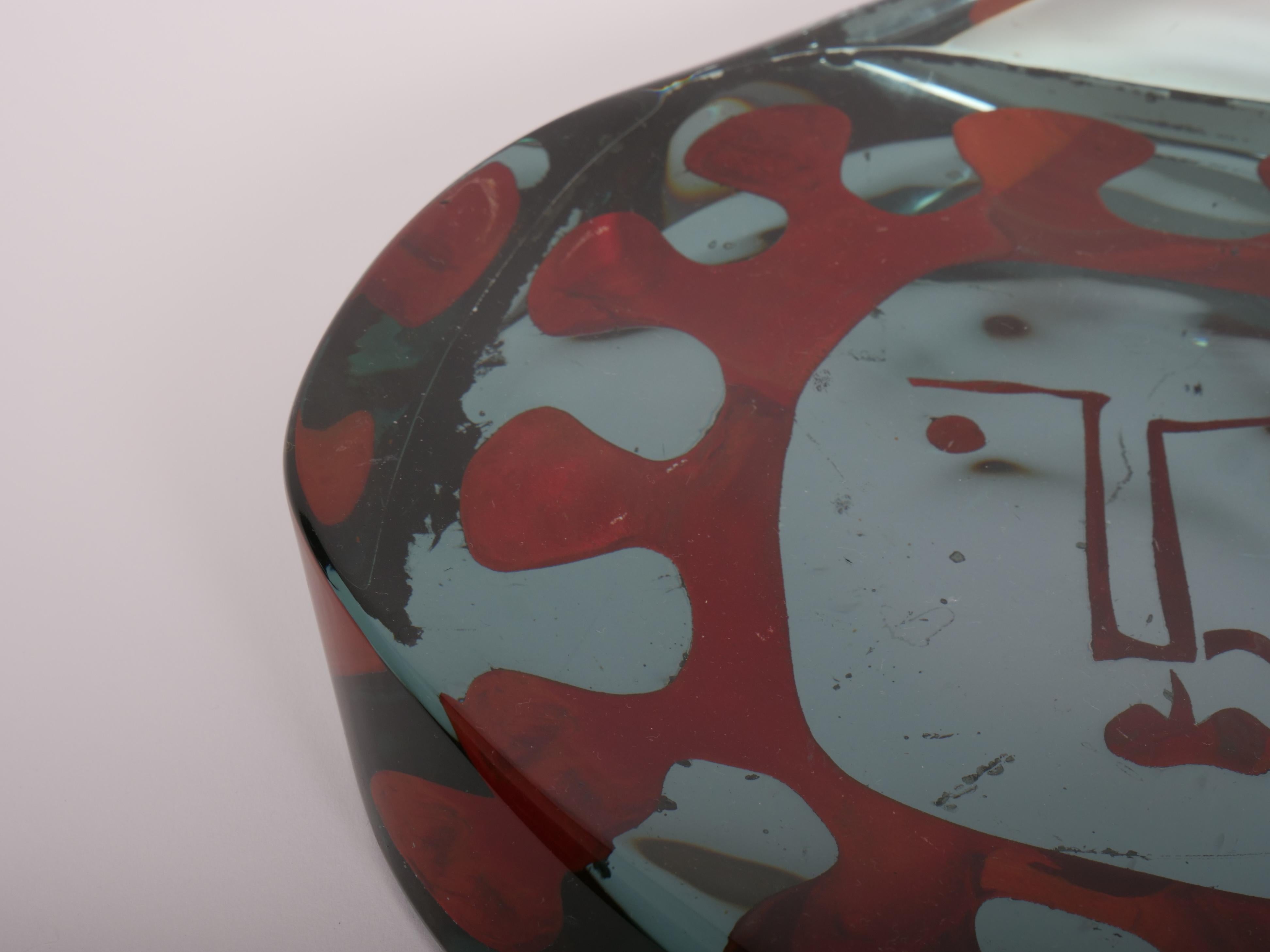 Piatto in vetro dipinto a rovescio di Fontana Arte In condizioni buone in vendita a London, GB