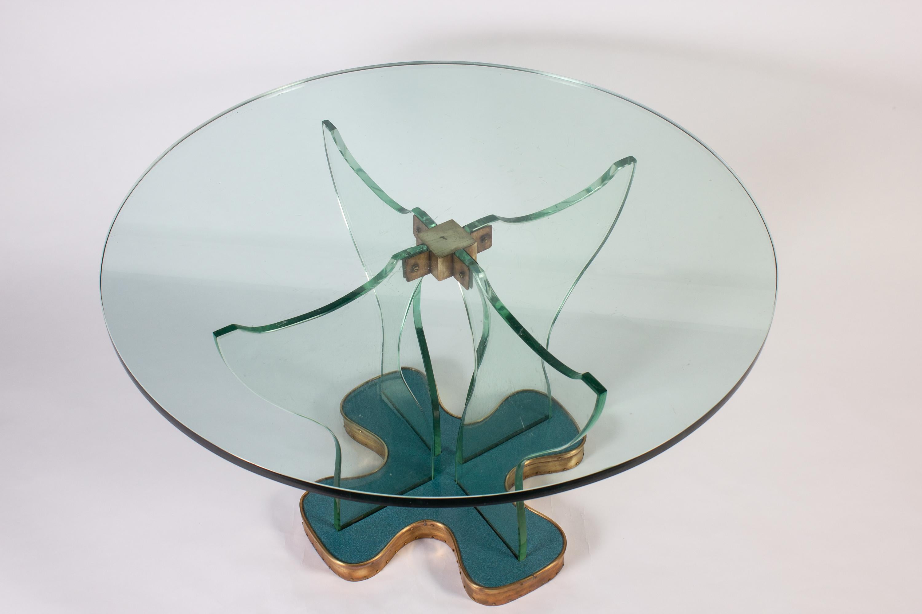 Round Glass Center or Caffe Table Attr. to Fontana Arte, Italy, 1940 For Sale 5