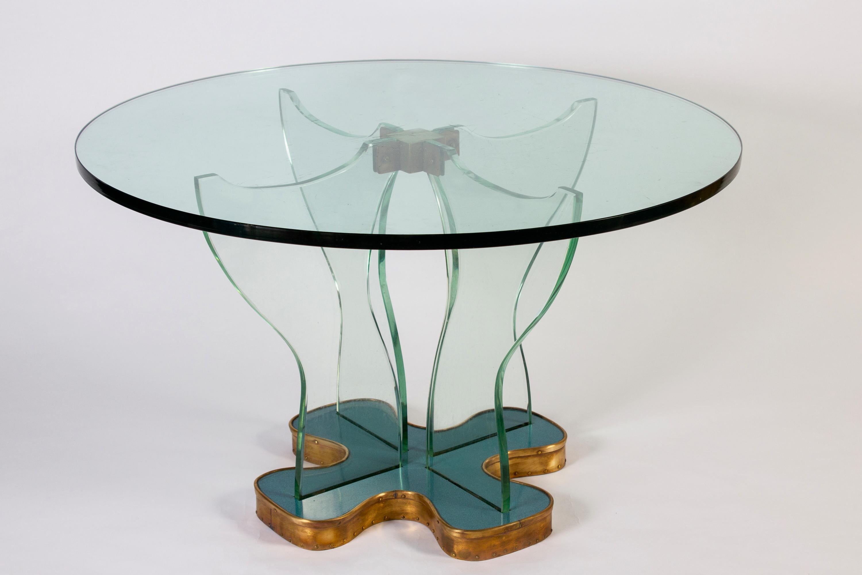 Tavolo rotondo da centro o da caffè in vetro attribuito a Fontana Arte, Italia, 1940 in vendita 5
