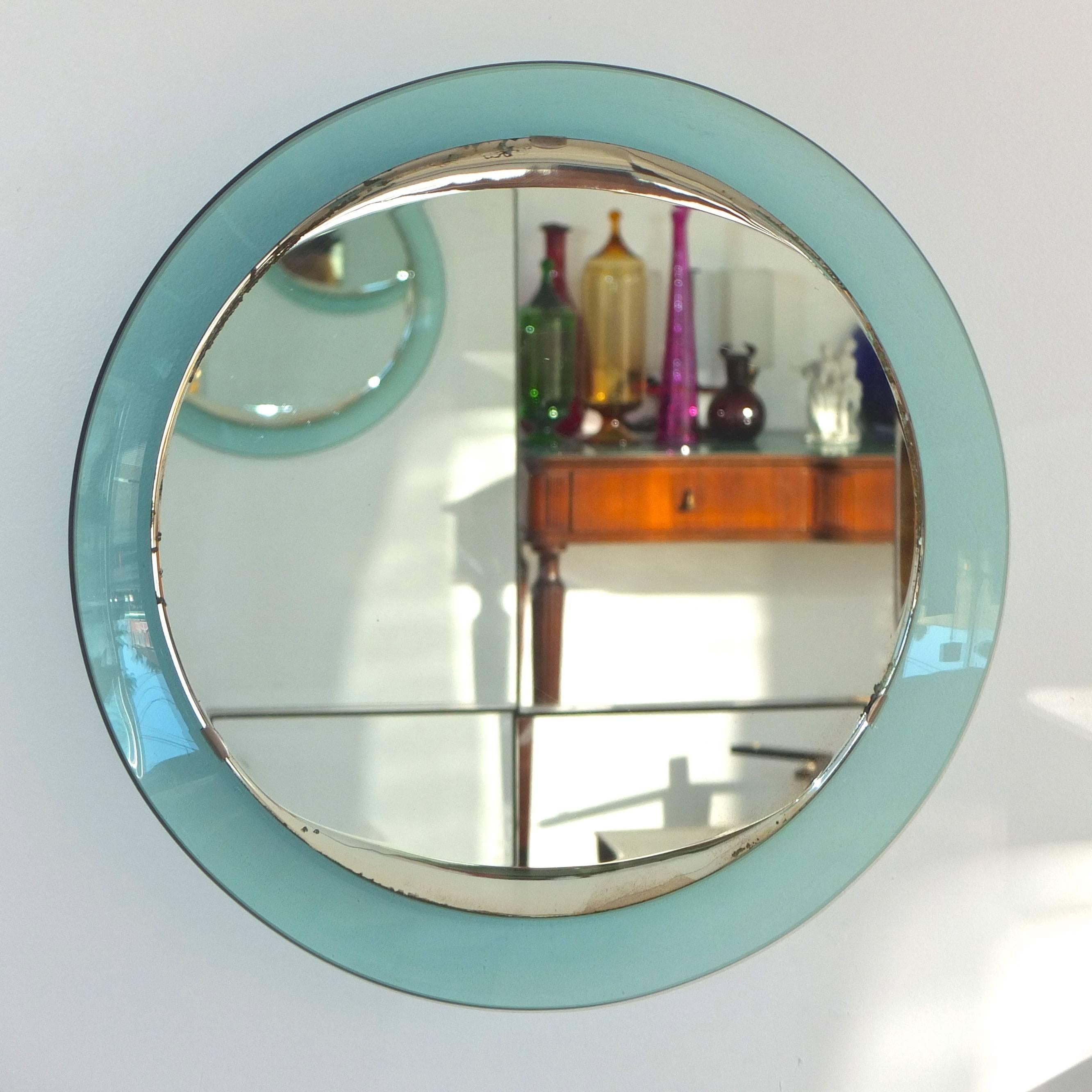 Italian Fontana Arte Round Mirror For Sale