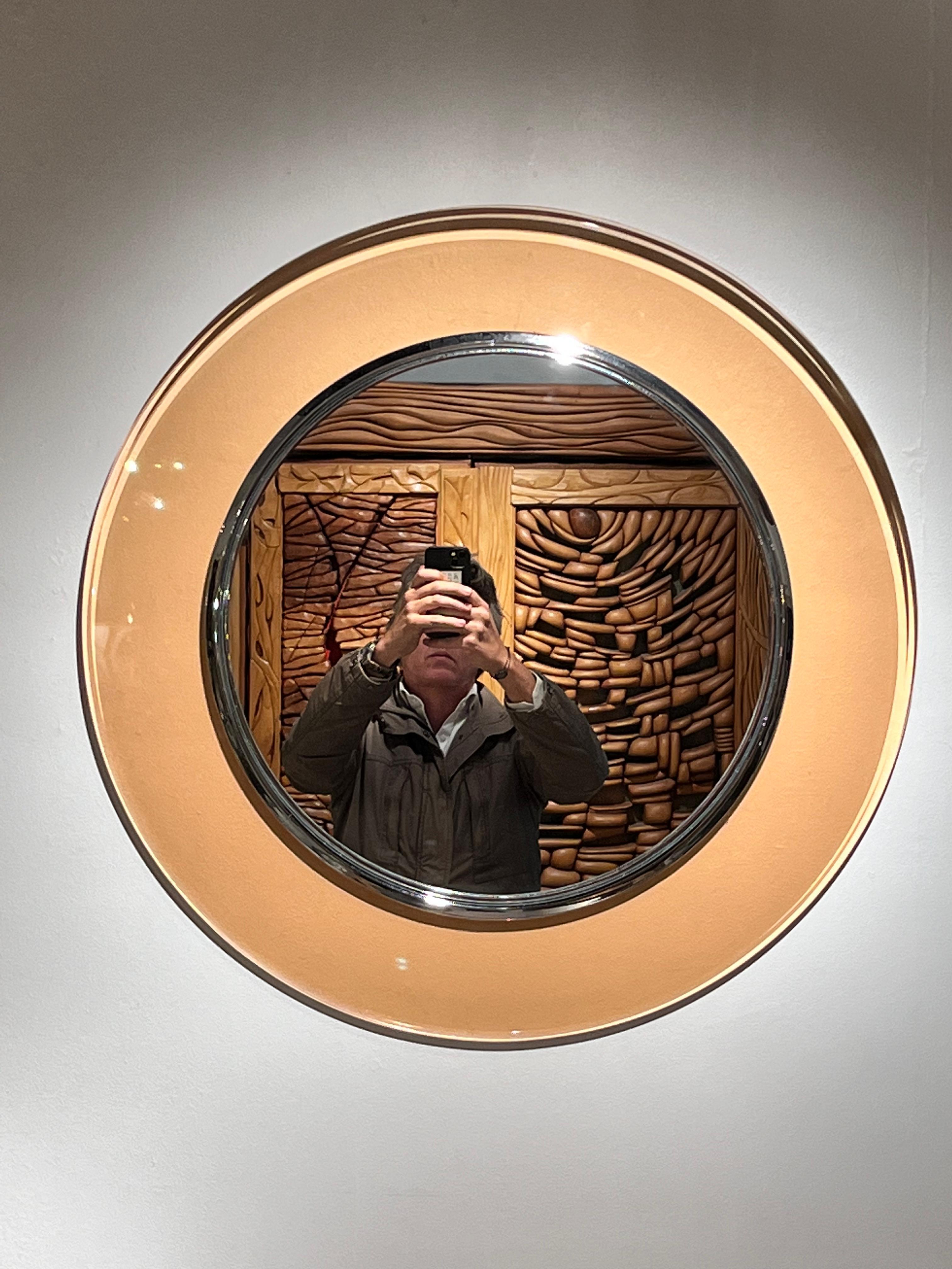 Laiton Miroir rond Fontana Arte modèle 1669 de Max Ingrand, années 1960, Italie en vente