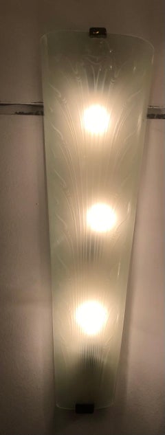 Fontana Arte Sconce Brass Wood Glass, 1930, Italy