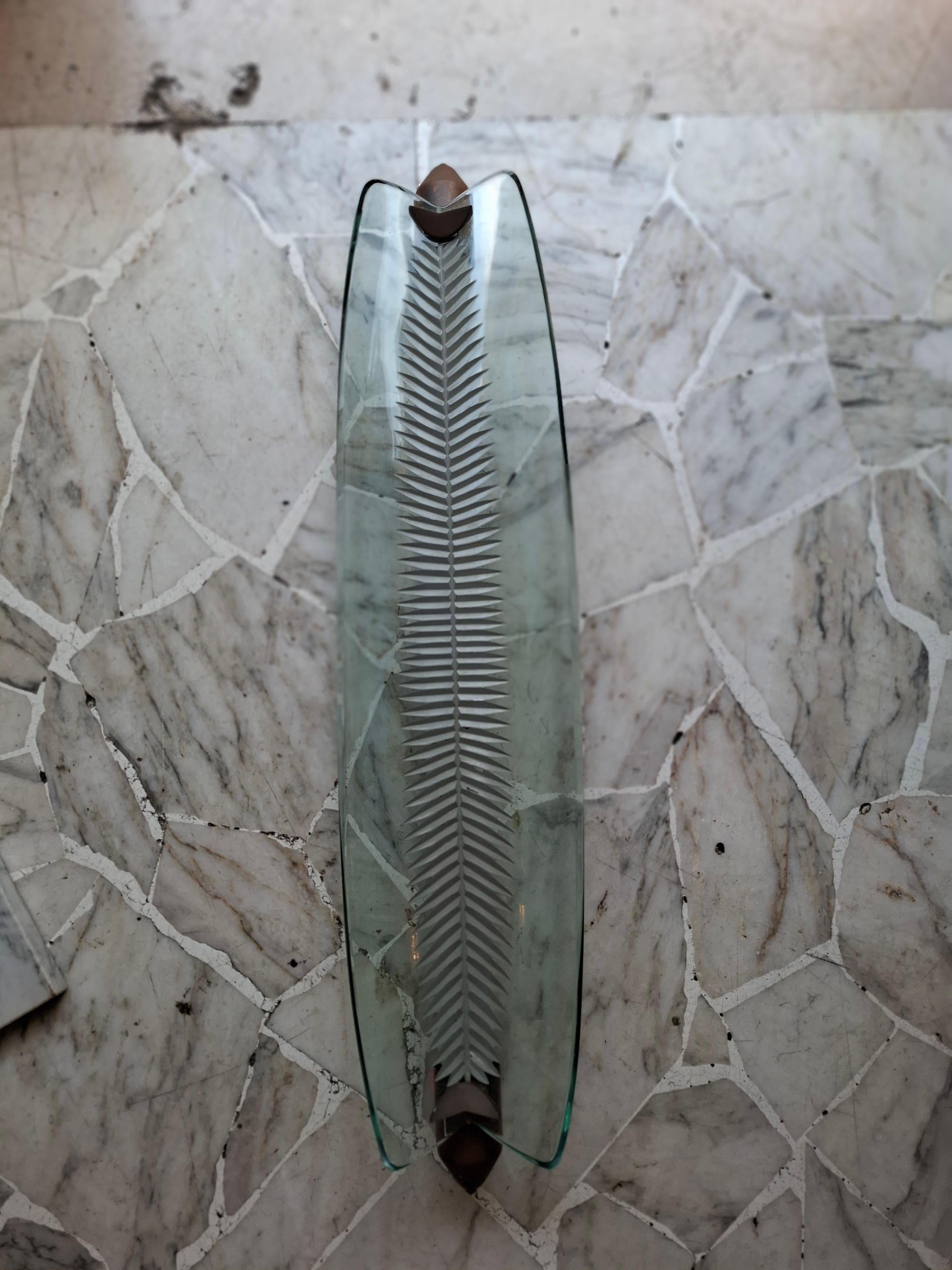 FONTANA ARTE SCONCE/Lámpara de techo Vidrio Latón 1950 Italia en Bueno estado para la venta en Milano, IT