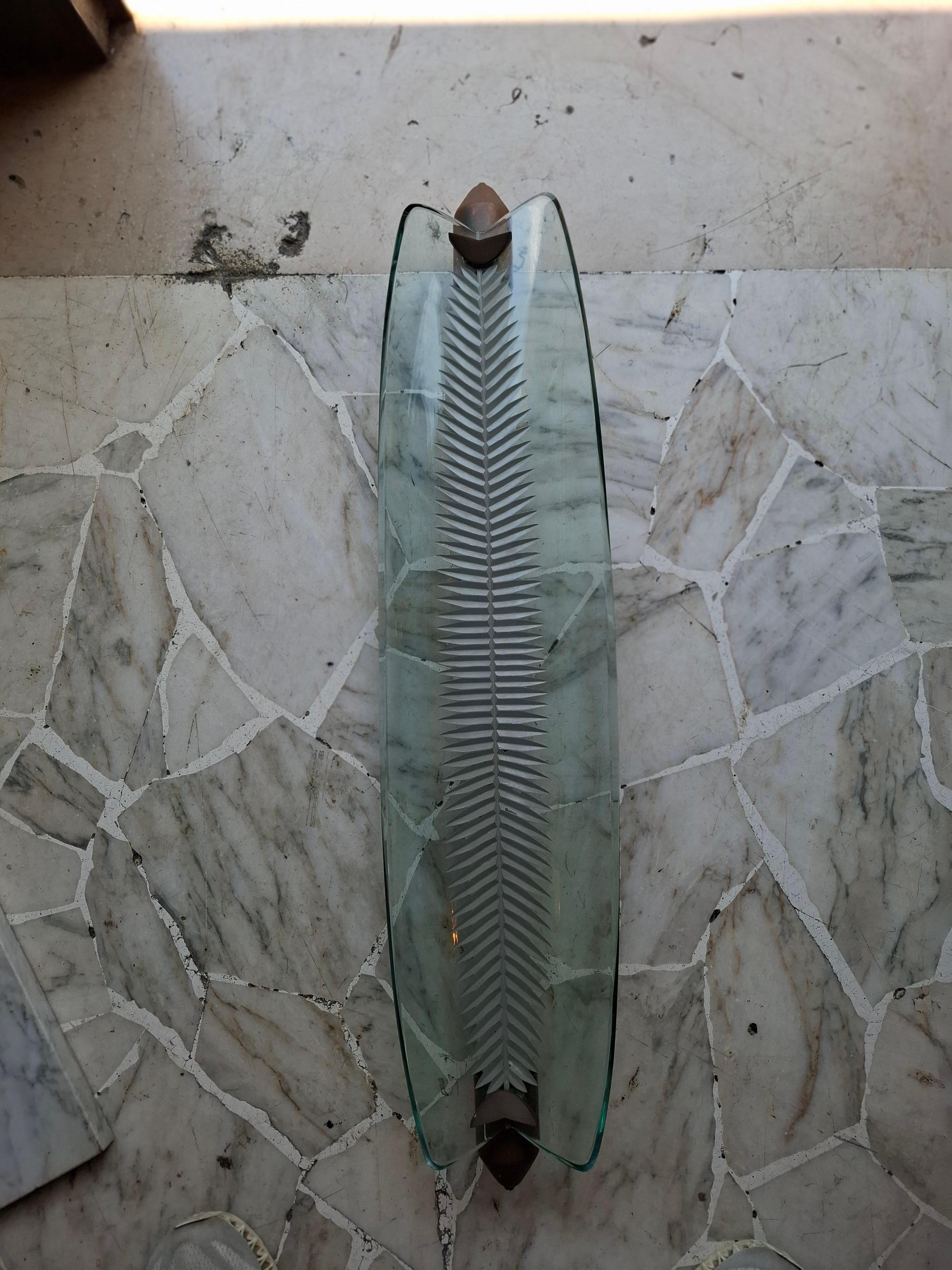 FONTANA ARTE SCONCE/Lámpara de techo Vidrio Latón 1950 Italia mediados del siglo XX en venta