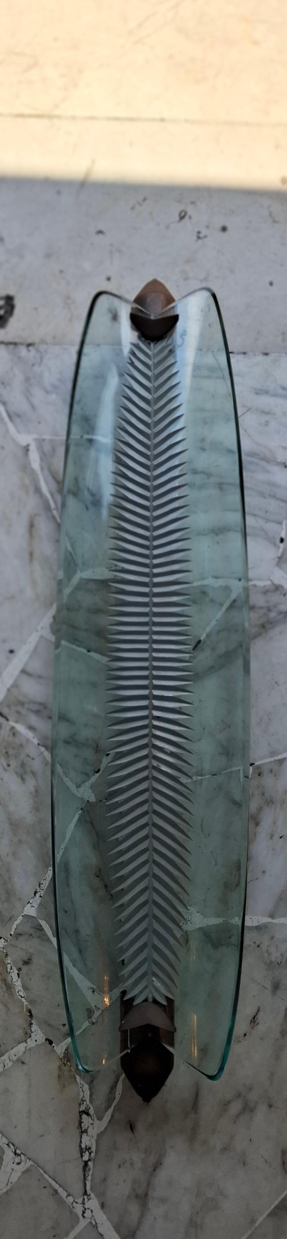 FONTANA ARTE SCONCE/Lámpara de techo Vidrio Latón 1950 Italia en venta 1