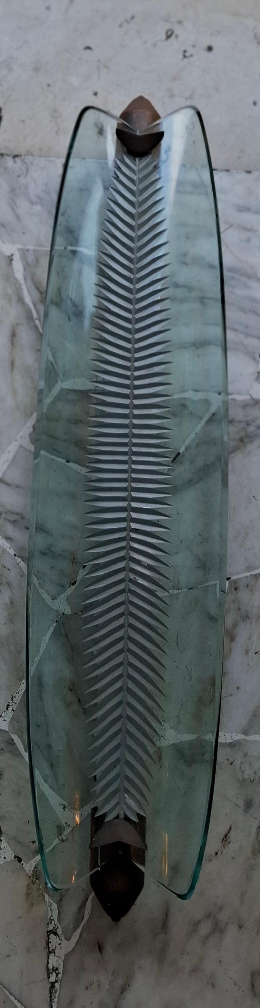 FONTANA ARTE SCONCE/Lámpara de techo Vidrio Latón 1950 Italia en venta 2