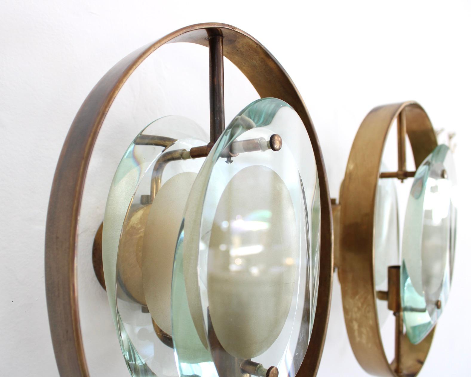 Mid-20th Century Fontana Arte Sconces by Max Ingrand Model 2240 For Sale