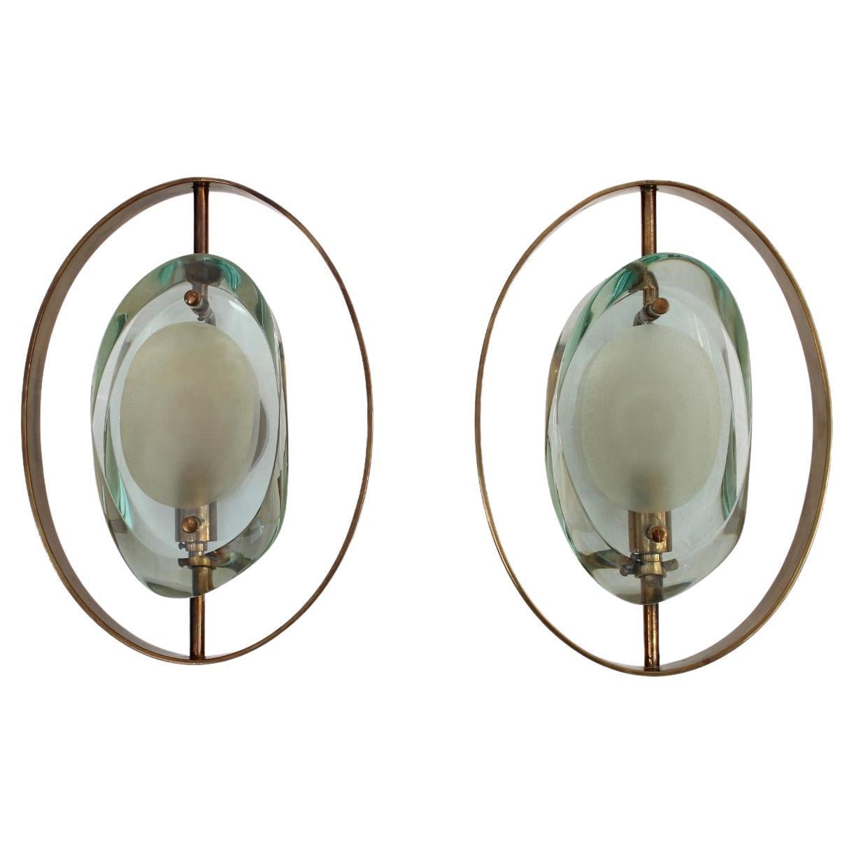 Fontana Arte Sconces by Max Ingrand Model 2240 For Sale