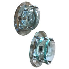 Fontana Arte Sconces Glass Metal Crome, 1965, Italy