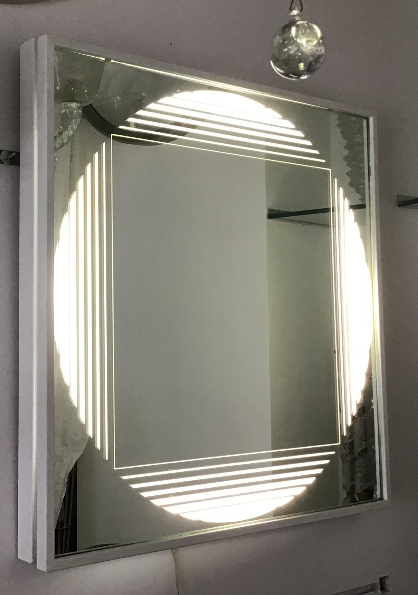 Fontana Arte Sconces Ligh Panel “Gianni Celada” Mirrored and Frosted Glass, 1970 12