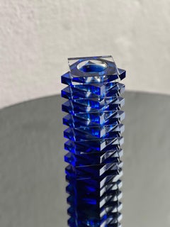 Fontana Arte sculpture, rationalist 1960's bicolor stratified glass vase