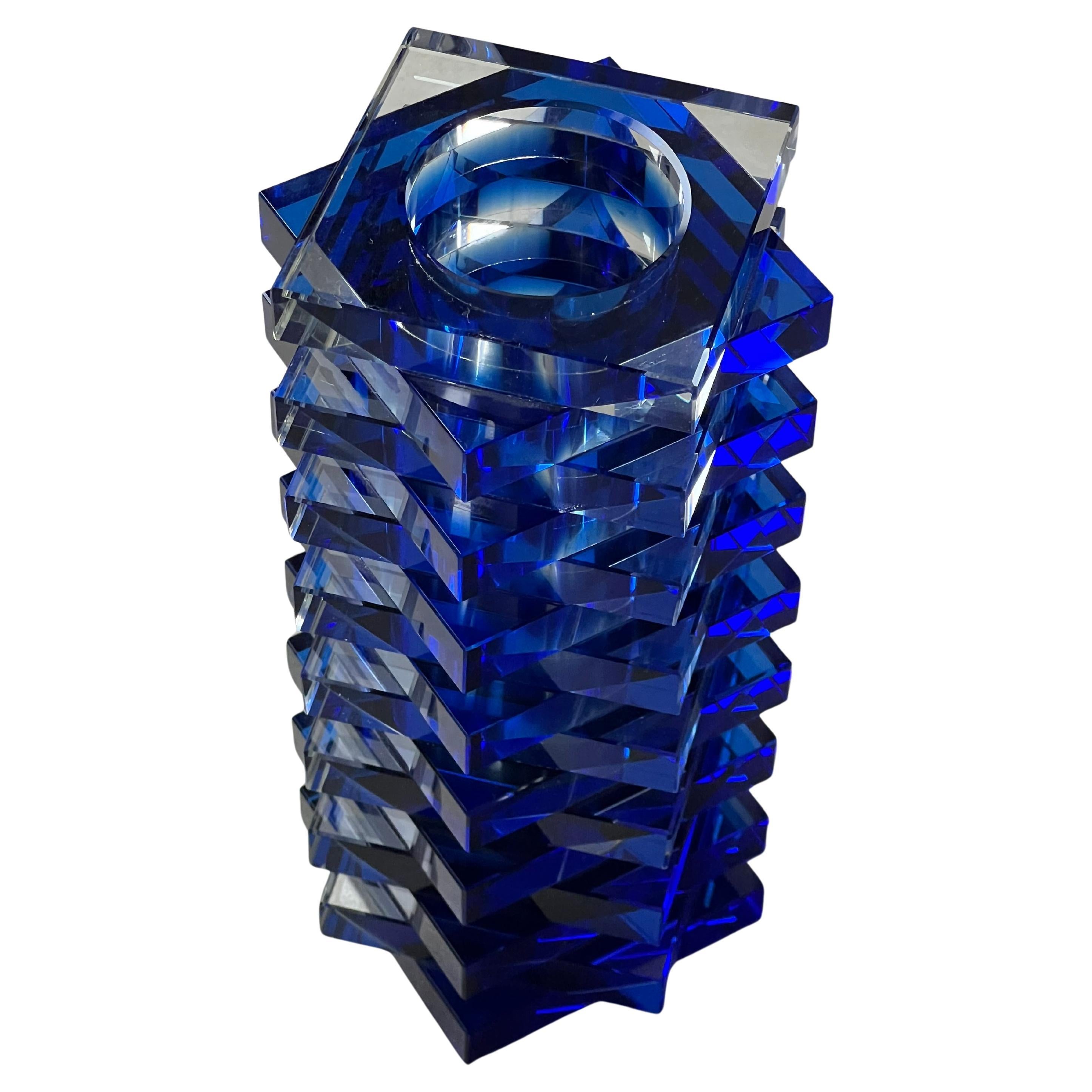 Fontana Arte sculpture, rationalist 1960's bicolor stratified glass vase