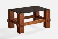 Fontana Arte, Side Table, Walnut, Glass, Italy, 1960s