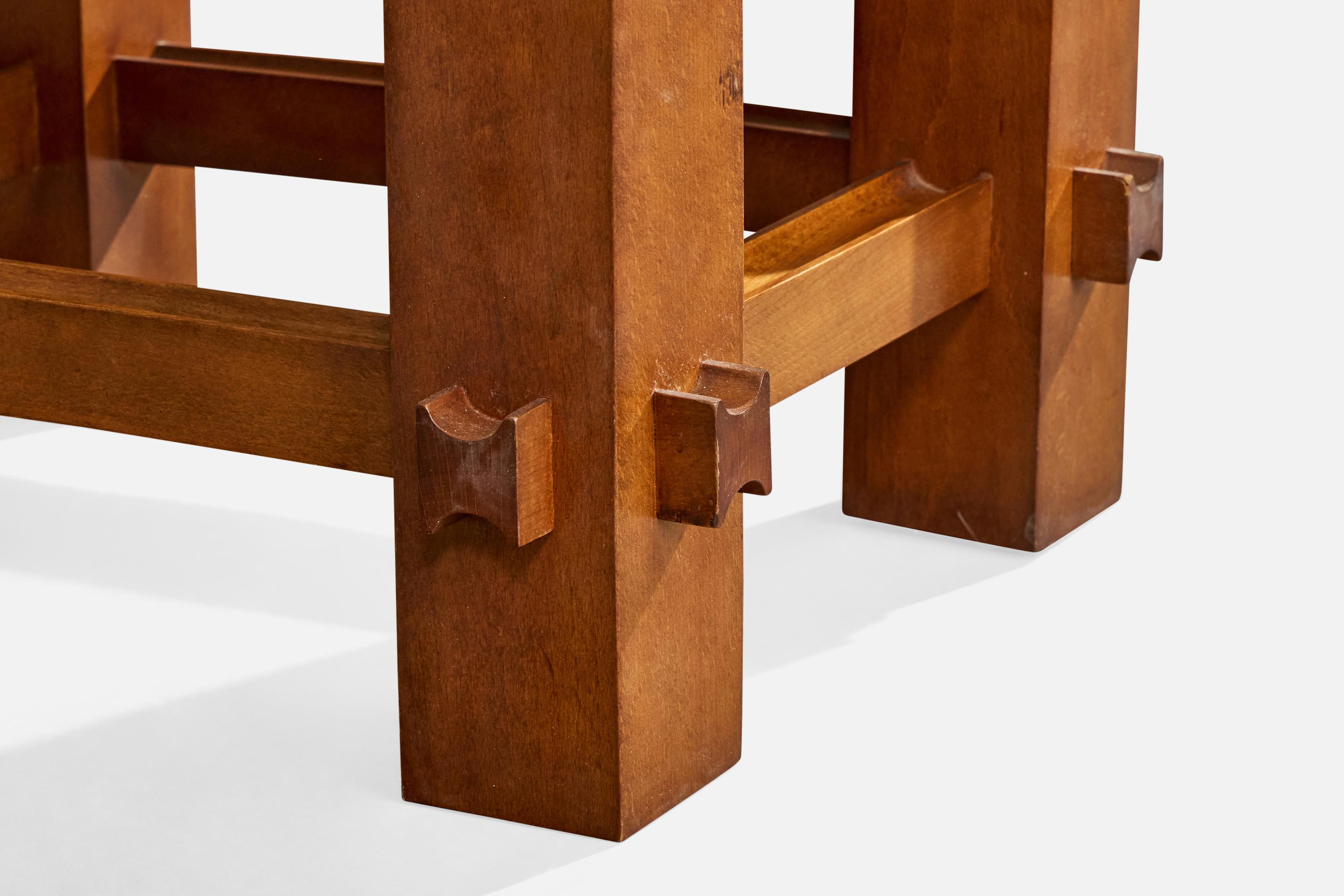 Verre Fontana Arte, table d'appoint, noyer, verre, Italie, années 1960 en vente