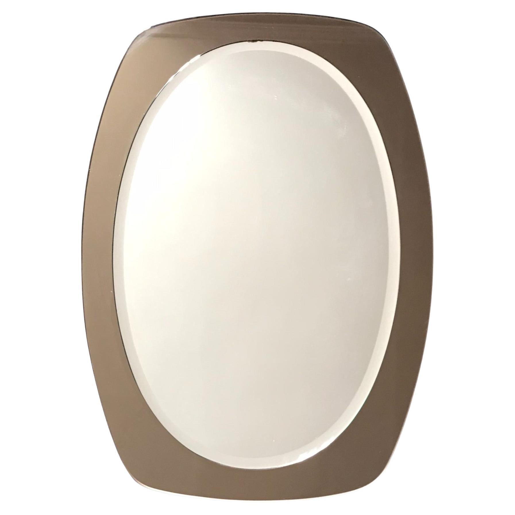 Fontana Arte smoked double-glass mirror, Italy, circa 1970