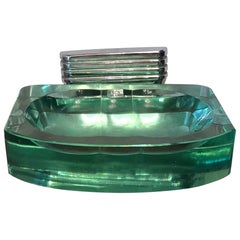 Fontana Arte Soap Dish Glass Chrome-Plated Brass, 1940, Italy