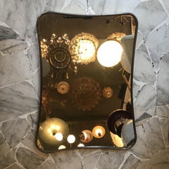 Fontana Arte Mirror Brass Wood Mirrored Glass 1950 Italy